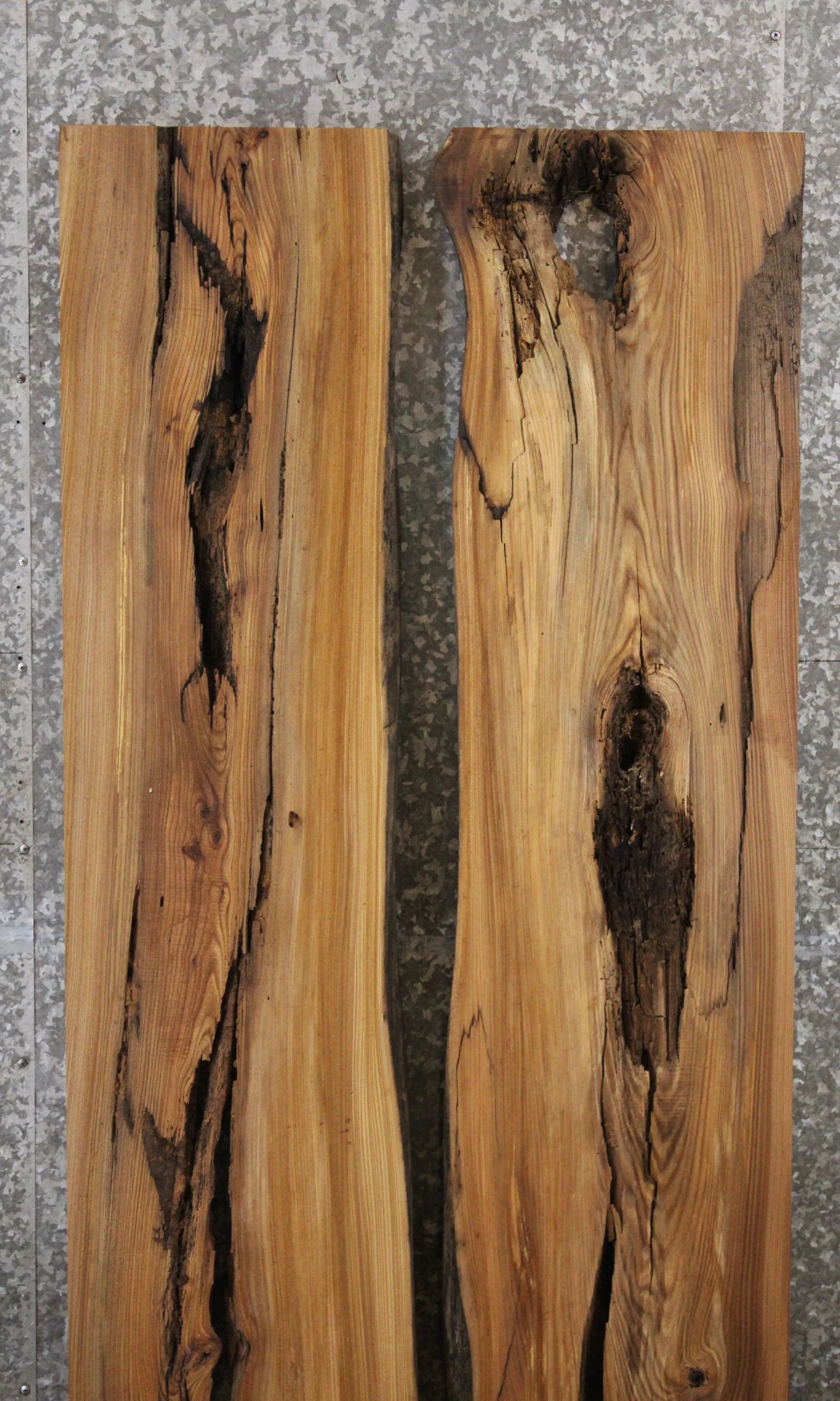 2- Rustic Elm Bookmatched Dining Table Top, Coffee Table 39063