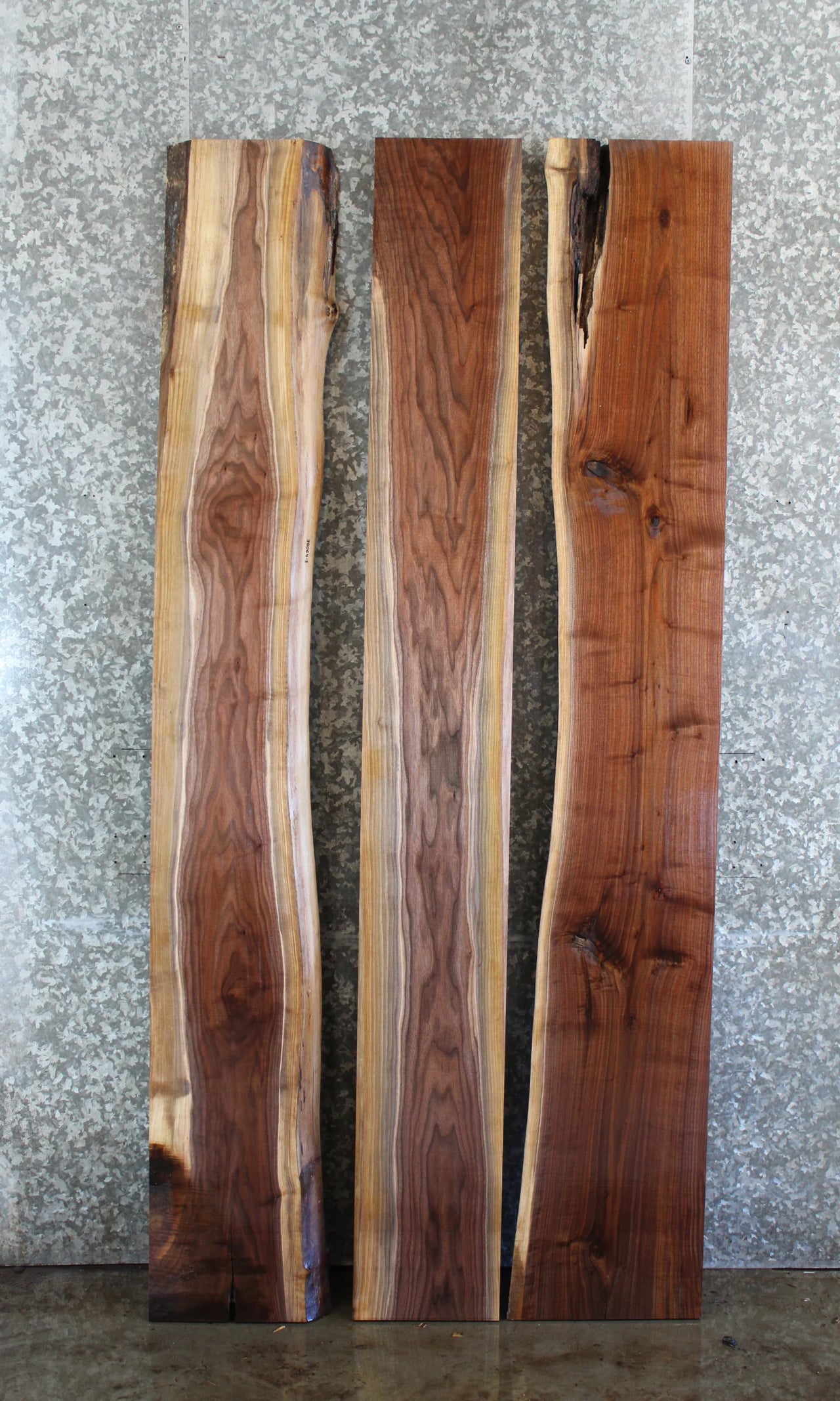 3- Black Walnut Live Edge Book Match Dining Table Top Slabs 39064