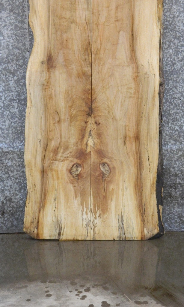 2- Spalted Maple Bookmatched Live Edge Kitchen Table Top Slabs 39065-39066