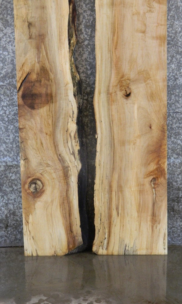 2- Spalted Maple Bookmatched Live Edge Kitchen Table Top Slabs 39065-39066