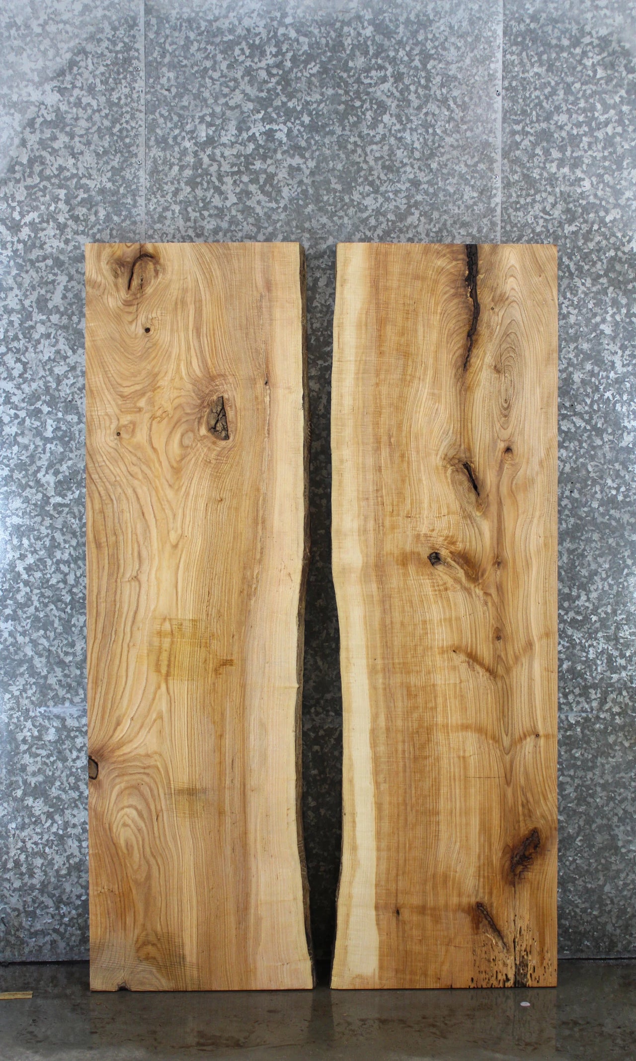 2- Ash Bookmatched Live Edge Kitchen Table Top 39071-39072