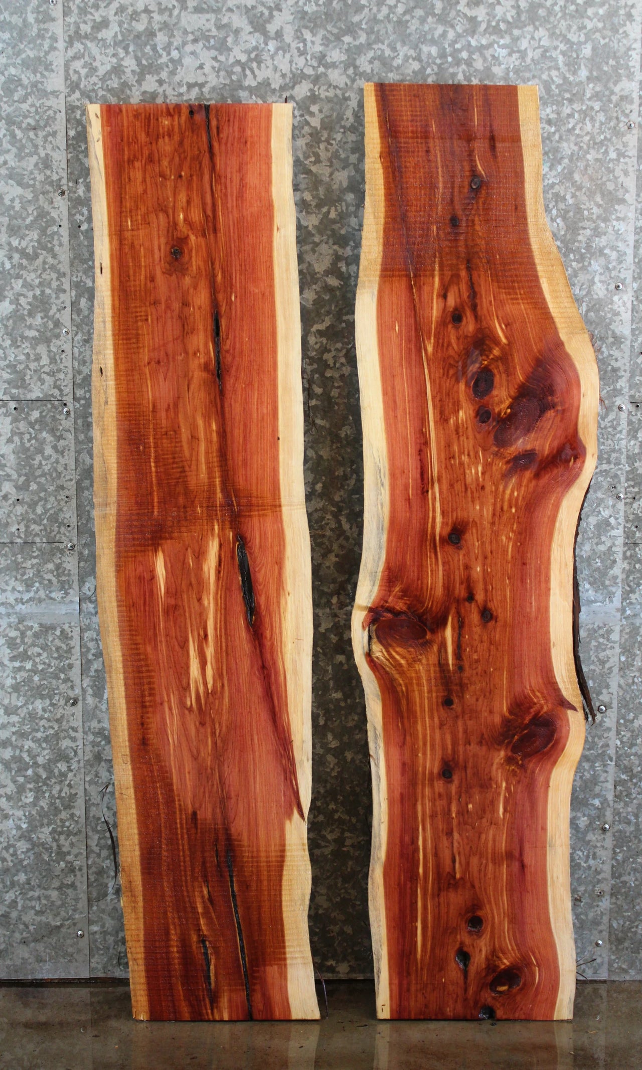 2- Red Cedar Live Edge Bar Top Slabs, Solid Wood Slabs 39075-39076