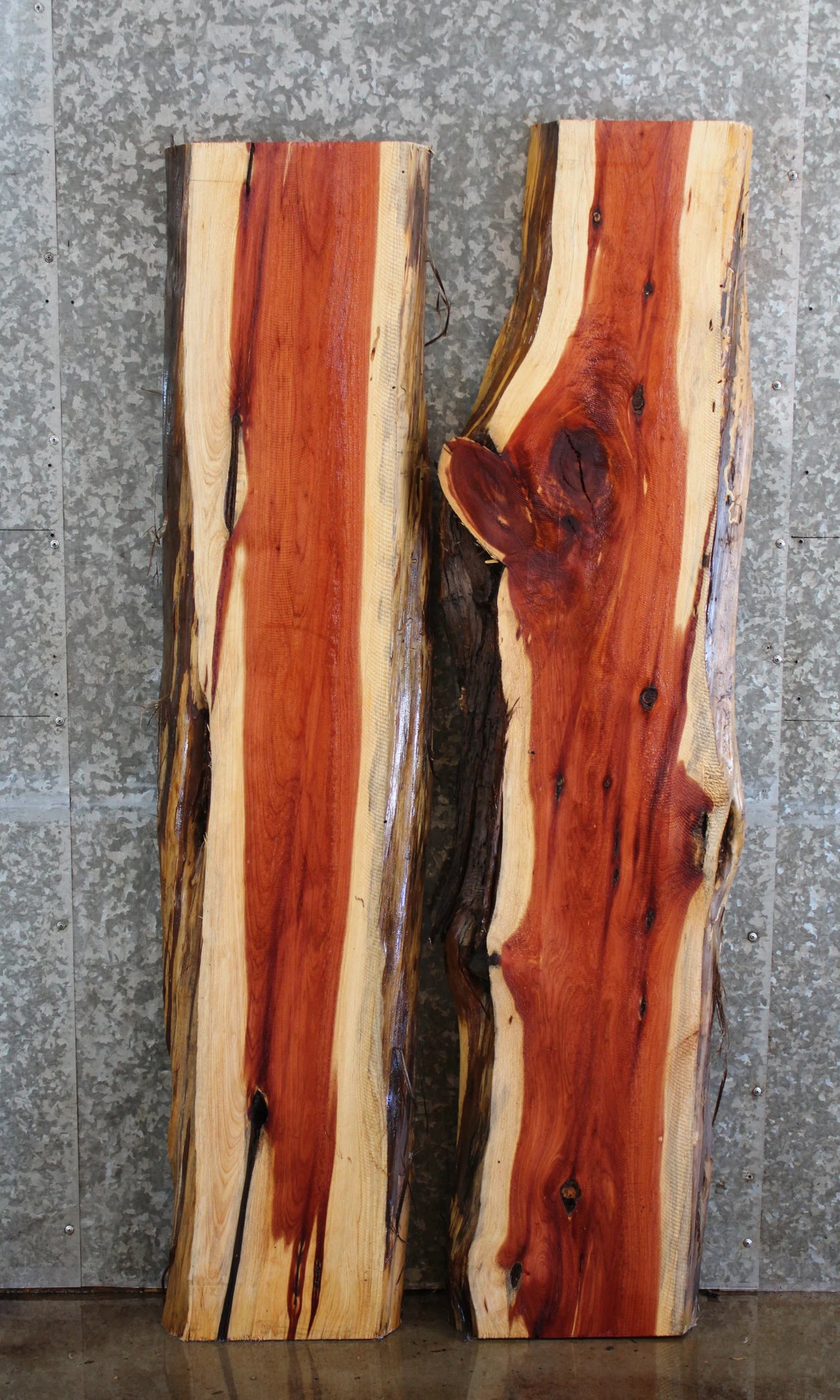 2- Red Cedar Live Edge Bar Top Slabs, Solid Wood Slabs 39075-39076