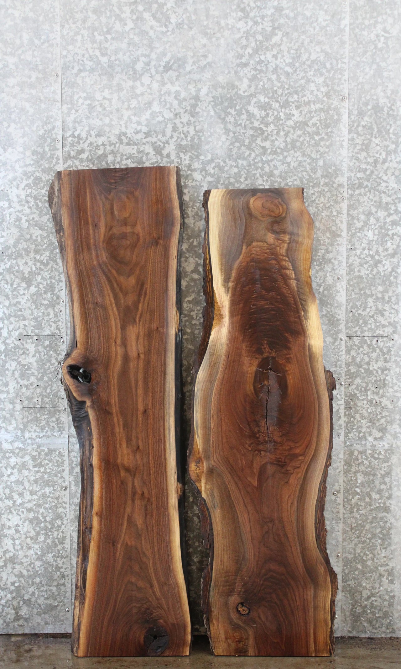 2- Rustic Live Edge Black Walnut Coffee Table Tops 39115-39116