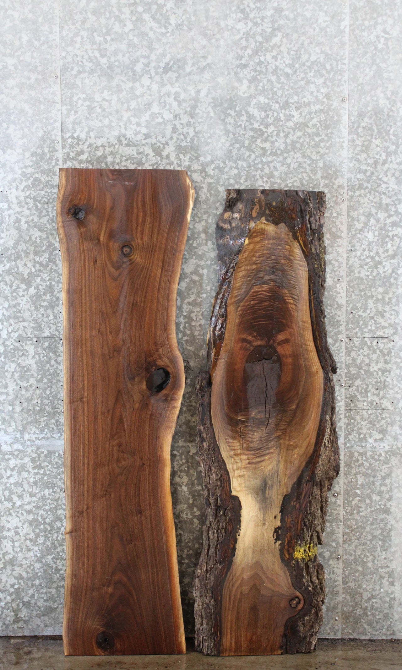 2- Rustic Live Edge Black Walnut Coffee Table Tops 39115-39116