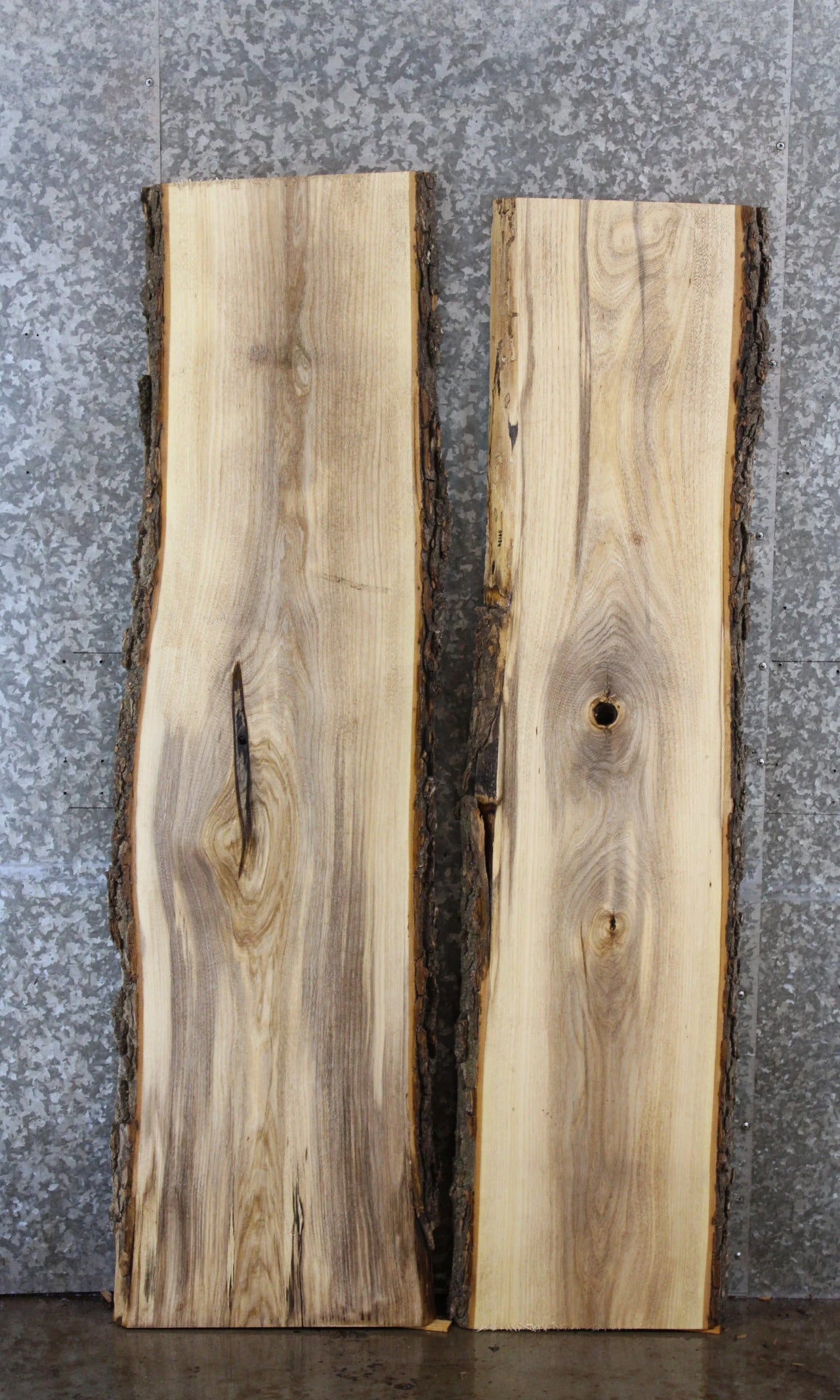 2- Live Edge Hackberry Bench Slab Set, River Table Project 39127,39134