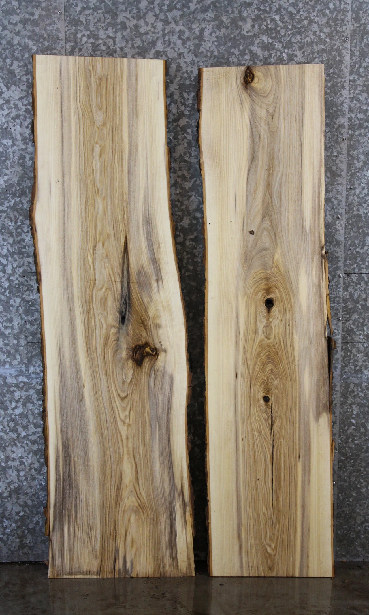 2- Live Edge Hackberry Bench Slab Set, River Table Project 39127,39134