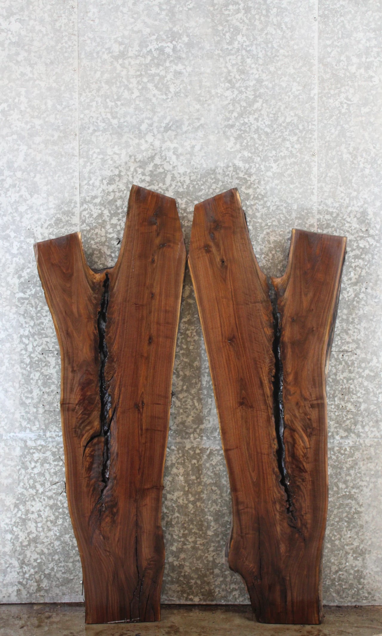 2- Bookmatched Live Edge Black Walnut Coffee Table Tops 39132-39133