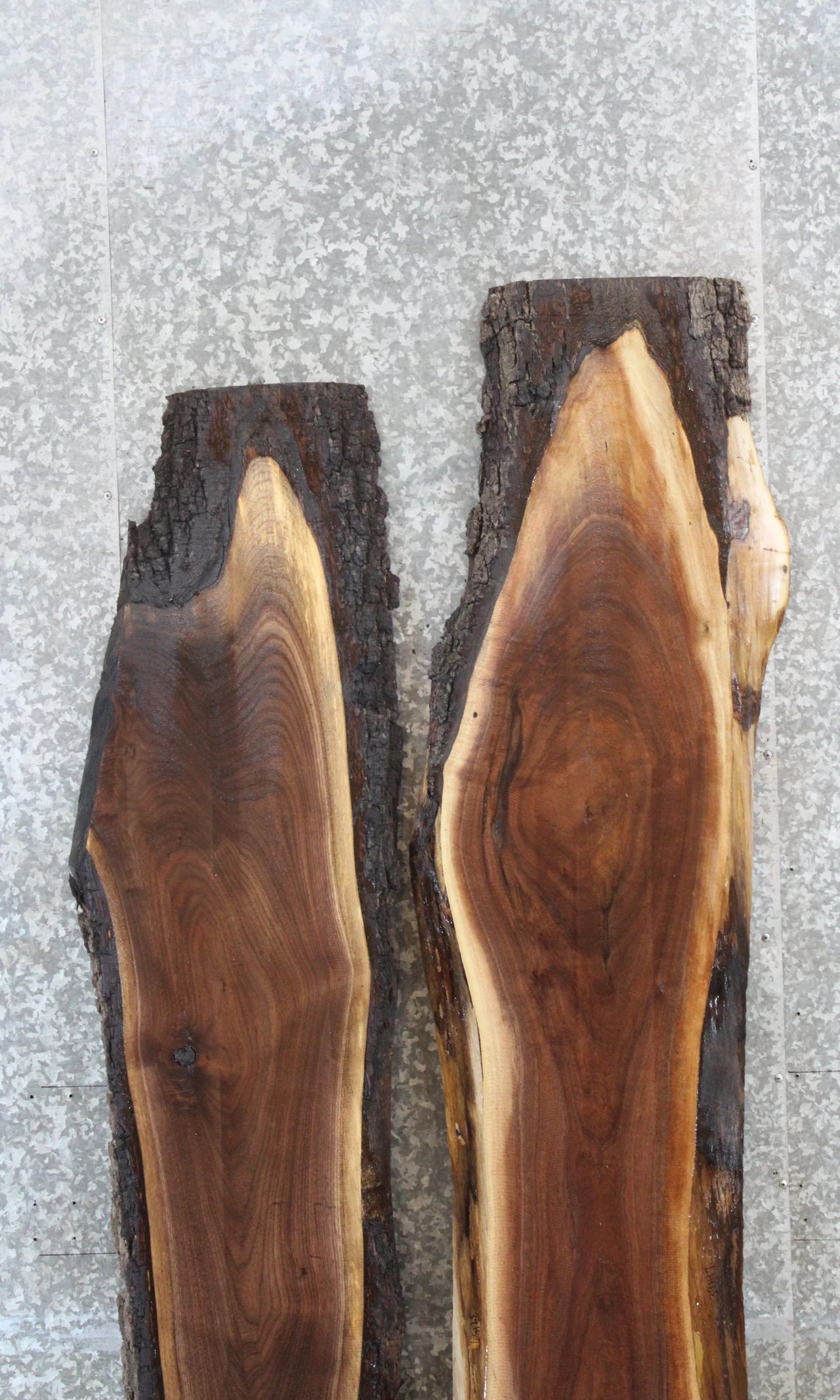 2- Salvaged Live Edge Black Walnut Bar Top Slabs 39146-39147