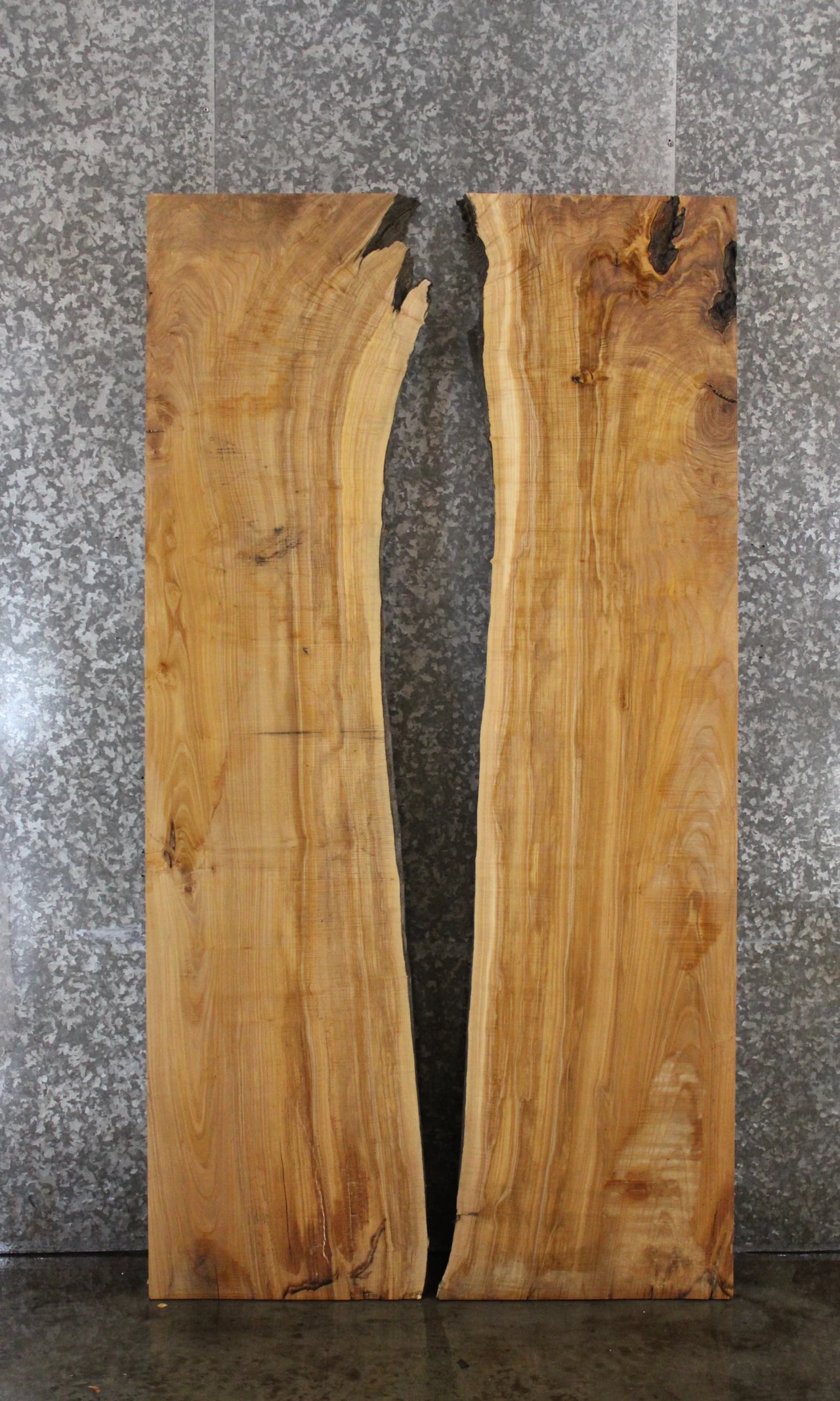 2- Ash Live Edge Bookmatch Dining Table Top Slabs 39149,39152