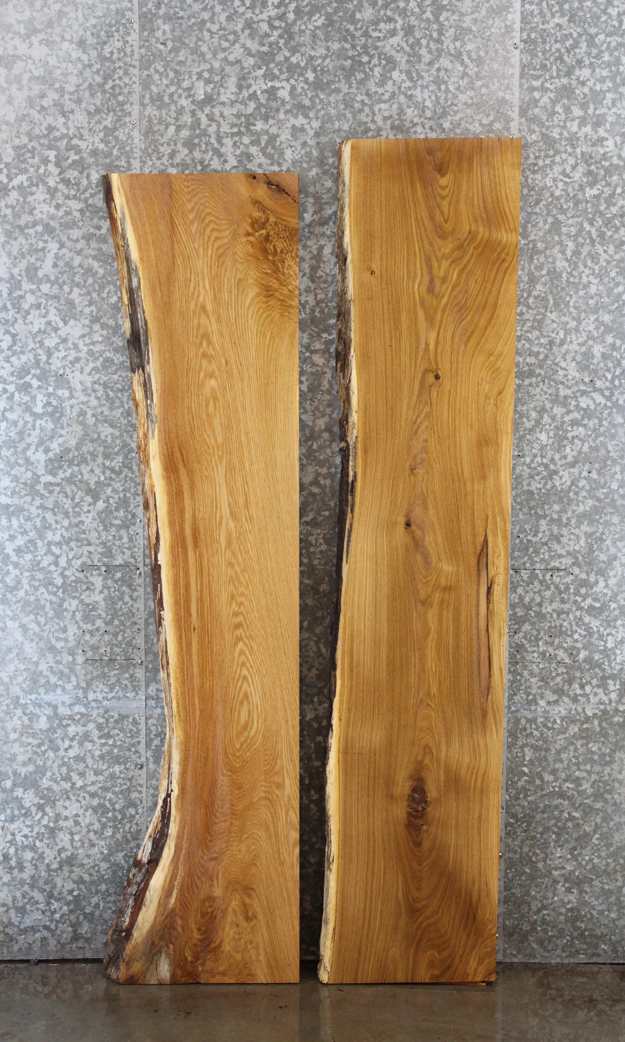 2- White Oak Live Edge Shelf Slabs, Floating Shelf, Mantel 39163,39165