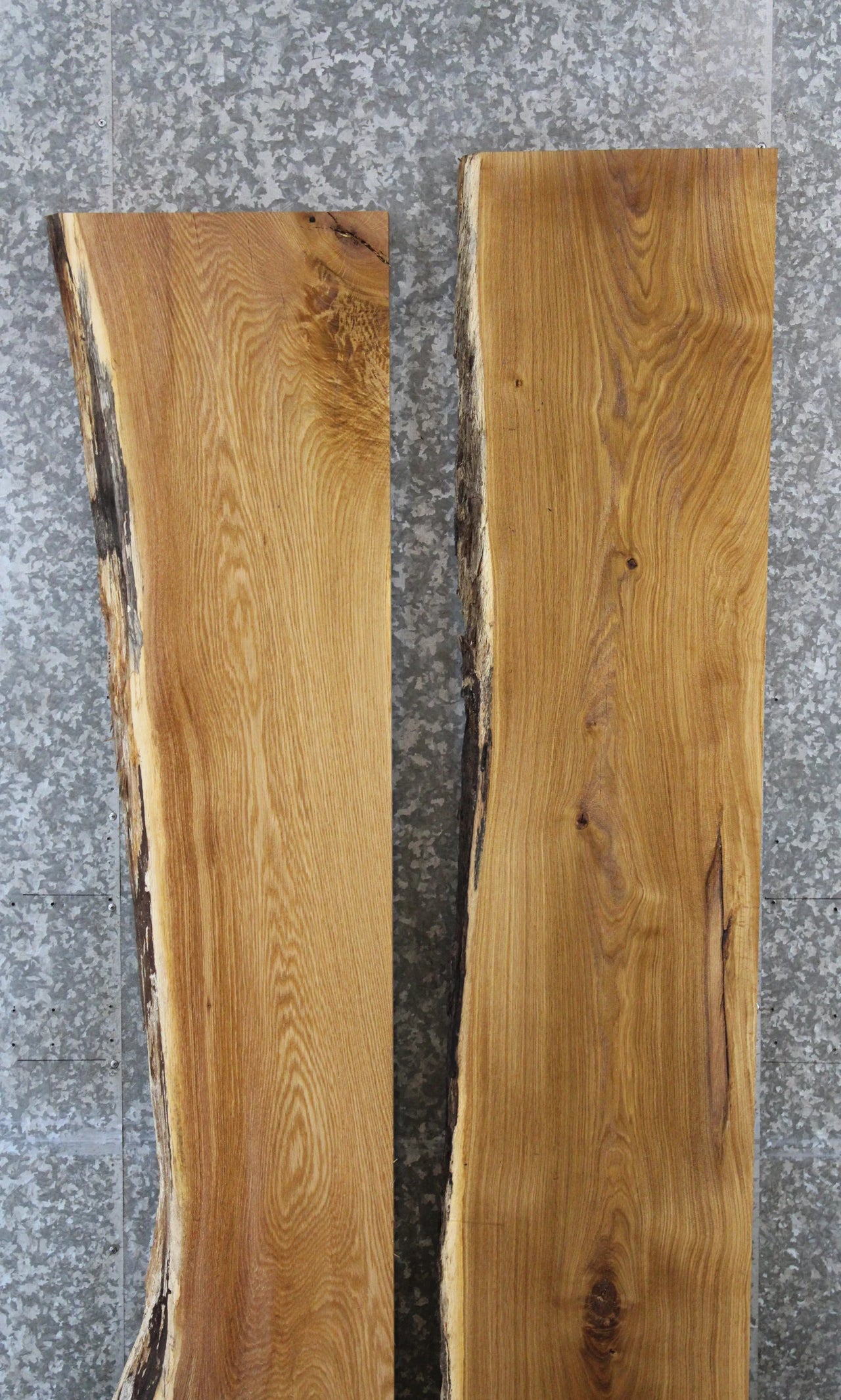 2- White Oak Live Edge Shelf Slabs, Floating Shelf, Mantel 39163,39165