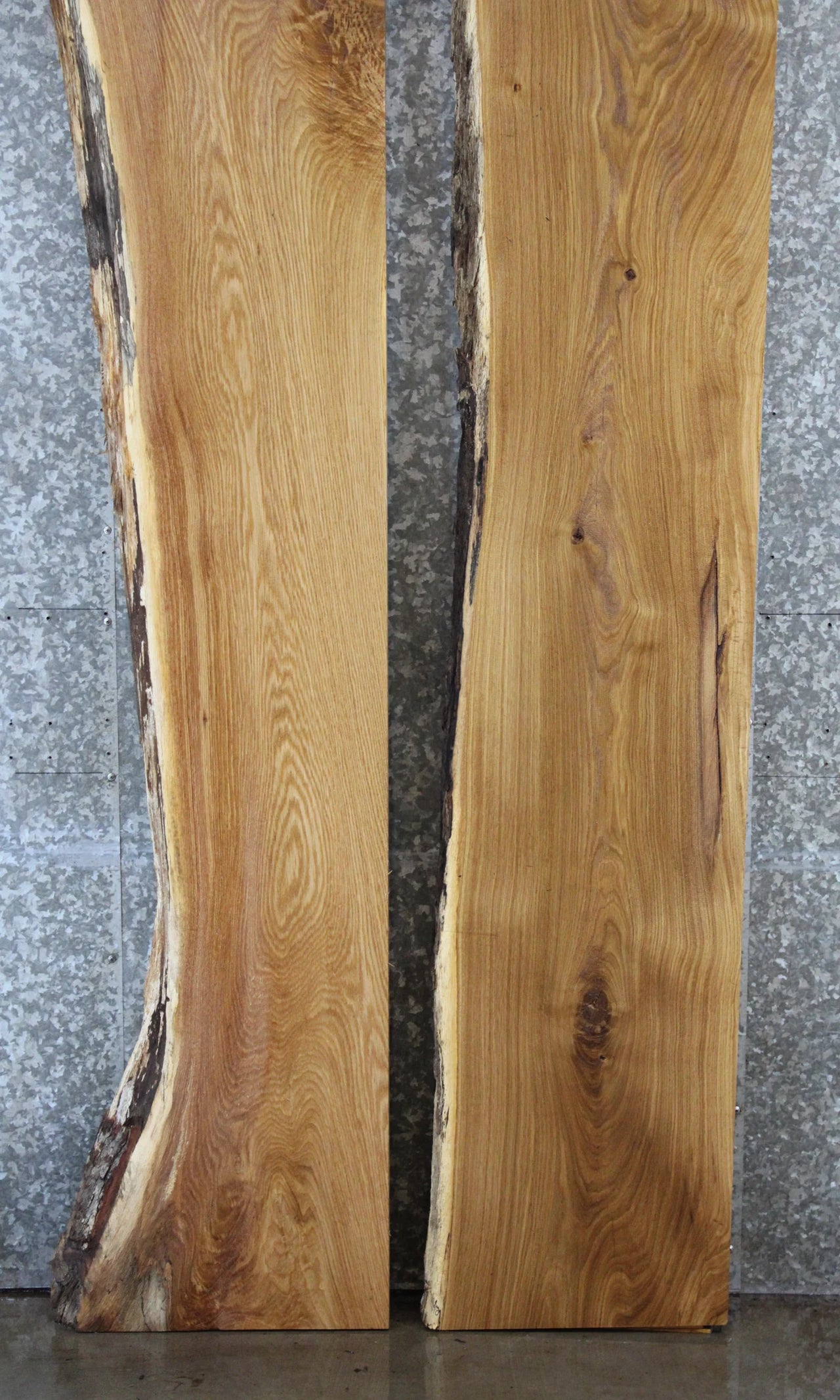 2- White Oak Live Edge Shelf Slabs, Floating Shelf, Mantel 39163,39165