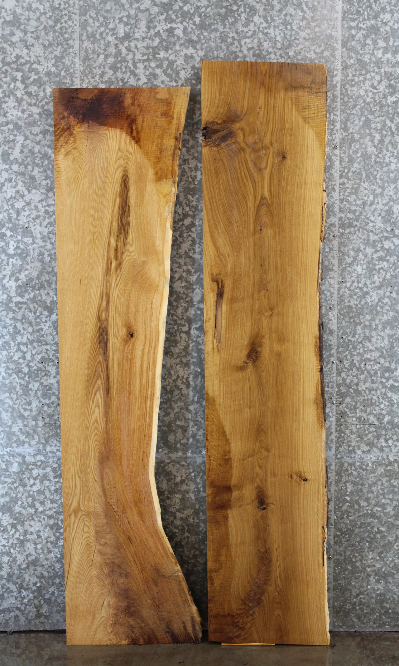 2- White Oak Live Edge Shelf Slabs, Floating Shelf, Mantel 39163,39165