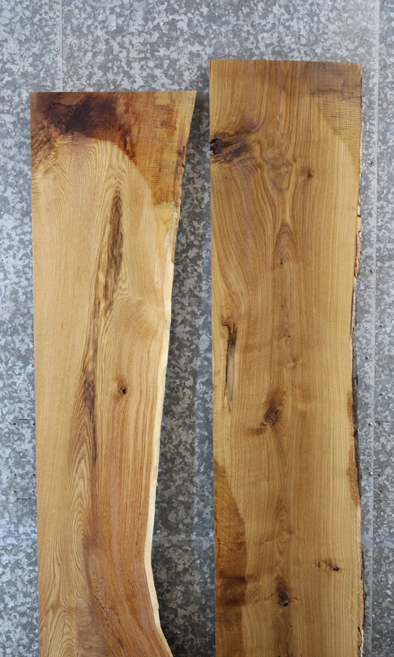 2- White Oak Live Edge Shelf Slabs, Floating Shelf, Mantel 39163,39165