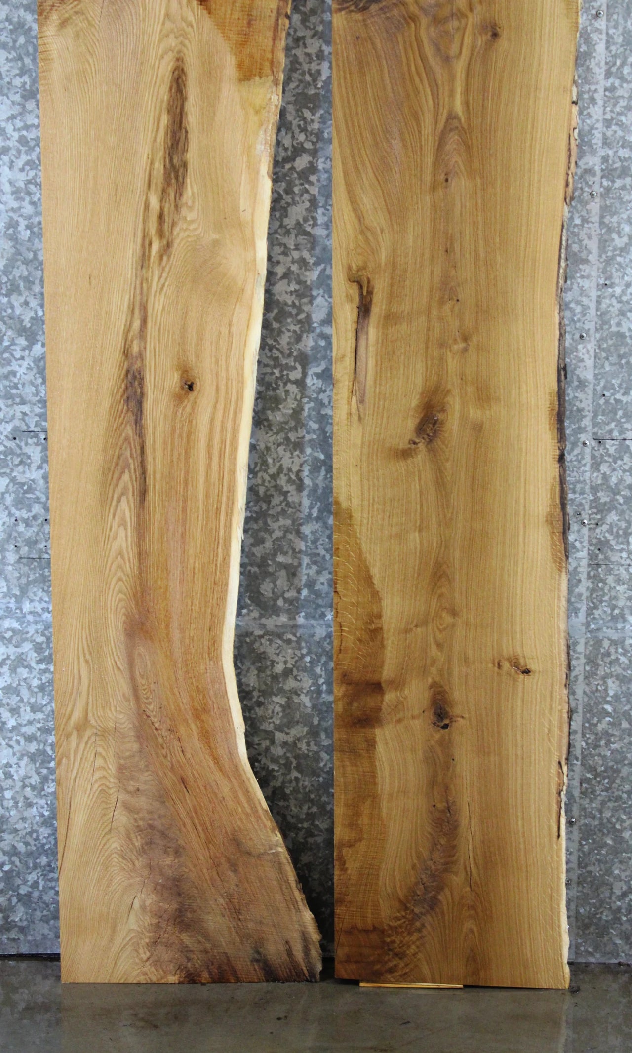 2- White Oak Live Edge Shelf Slabs, Floating Shelf, Mantel 39163,39165