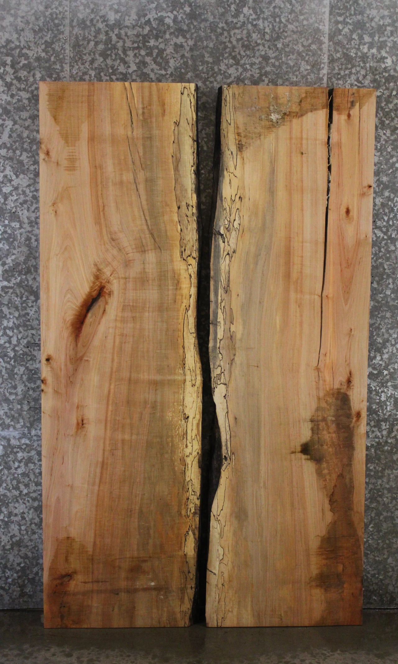 2- Spalted Maple Book Matched Live Edge Wood Dining Table Top 39170-39171