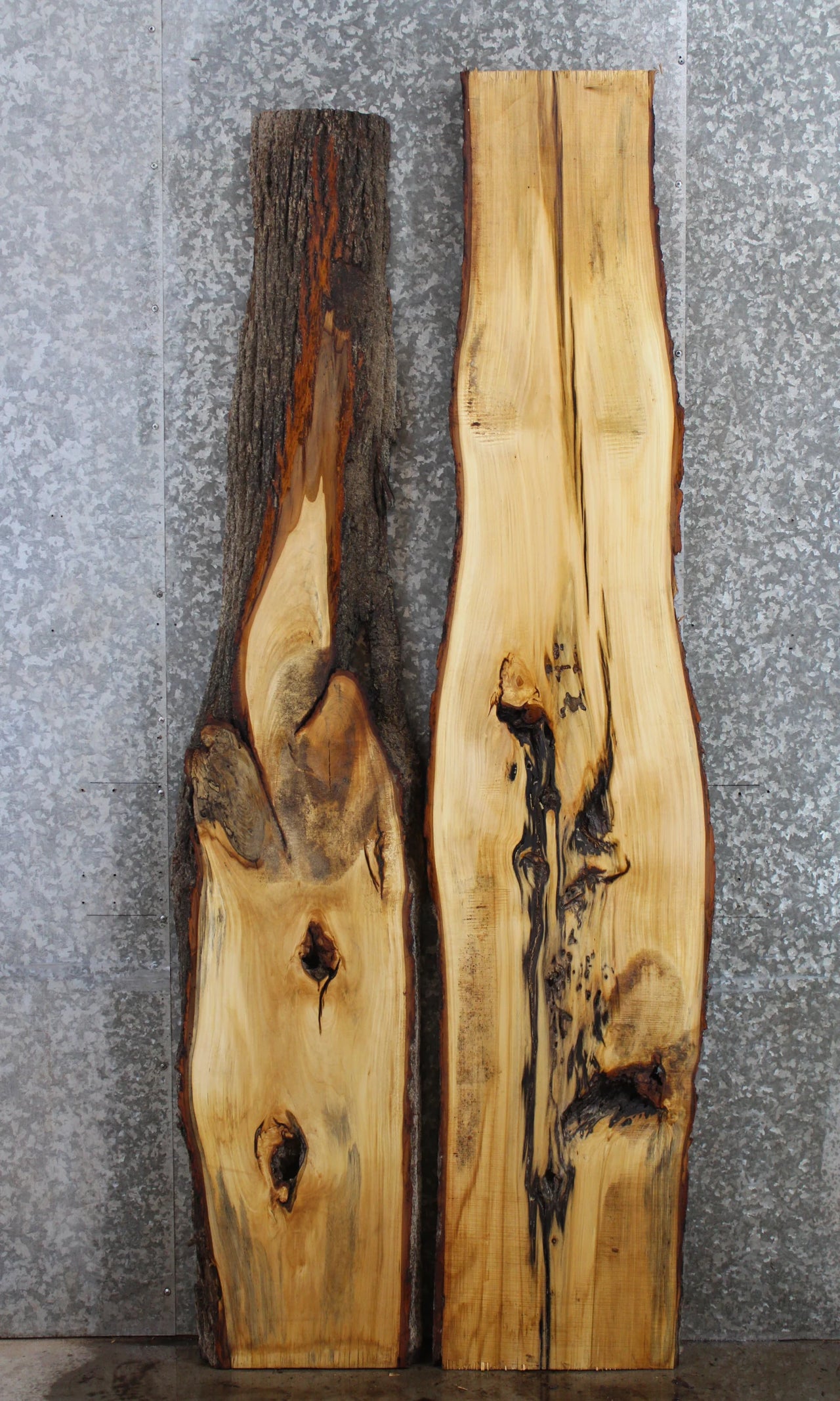 2- Live Edge Maple Table Top Slab Set, Epoxy River Project 39177-39178