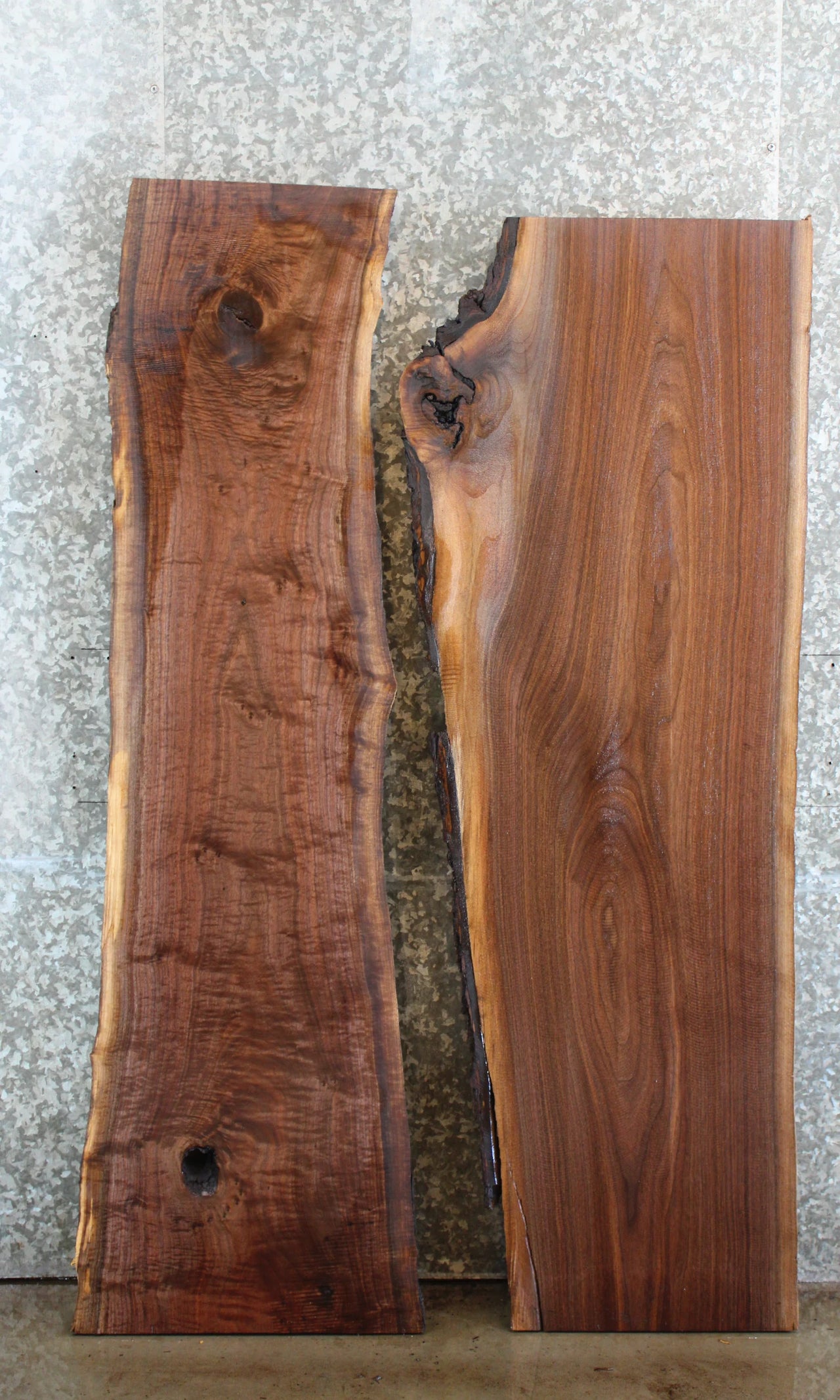 2- Black Walnut Live Edge Table Top Slabs, Epoxy River Project 39191-39192
