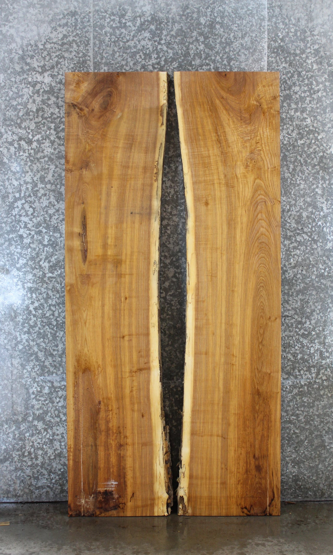 2- Ash Live Edge Book Match Dining Table Top Slabs 39193-39194