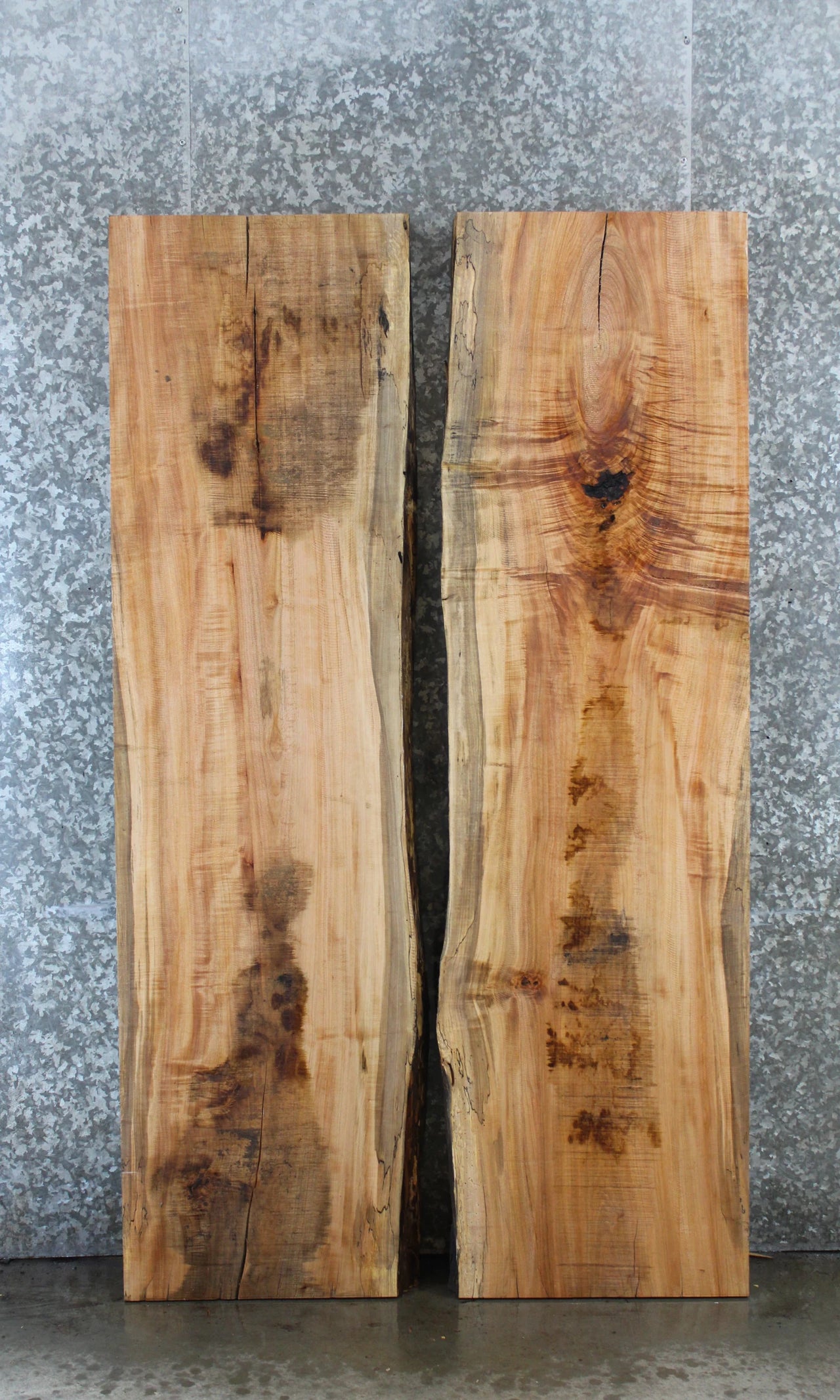 2- Figured Maple Live Edge Bookmatch Kitchen/Island Table Top 39195-39196