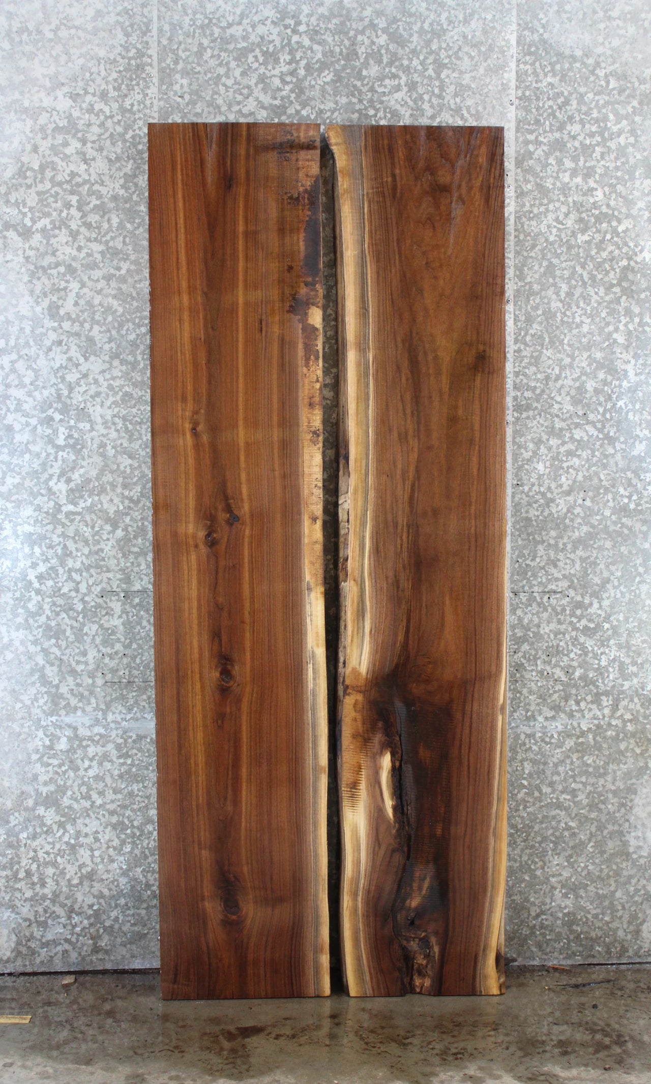 2- Walnut Live Edge Book Match Dining Table Top Slabs 39202-39203