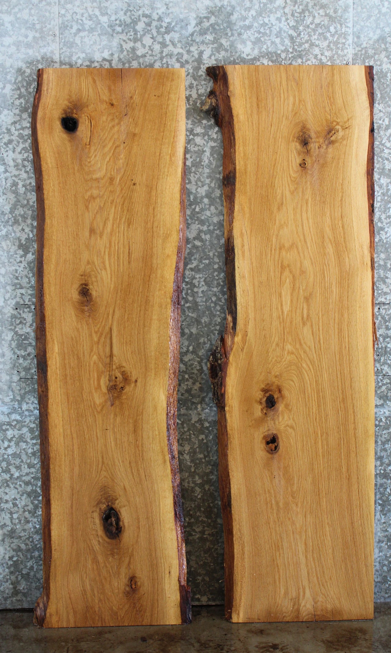 2- White Oak Live Edge Table Top Slabs, Epoxy River Project 39204-39205