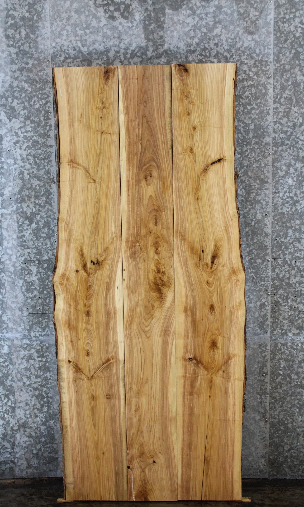 3- Bookmatched Live Edge Ash Dining Table Top Slabs, Solid Wood 39211-39213