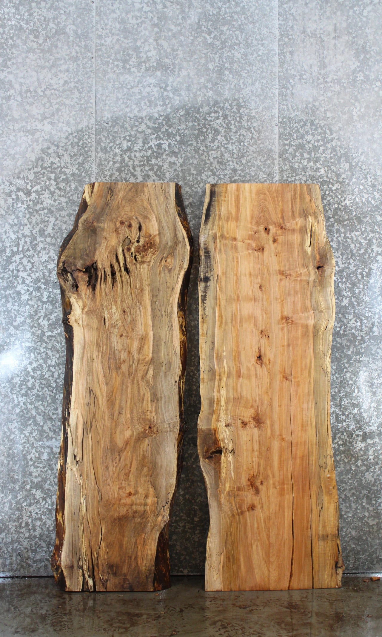 2- Spalted Maple Live Edge Book Match Epoxy River Table 39220-39221