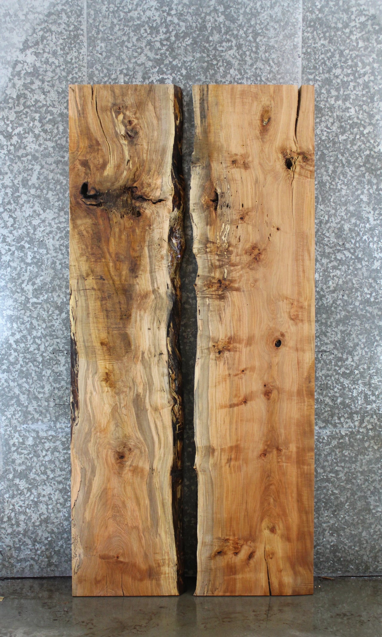 2- Spalted Maple Live Edge Book Match Dining Table Top Slabs 39230-39231