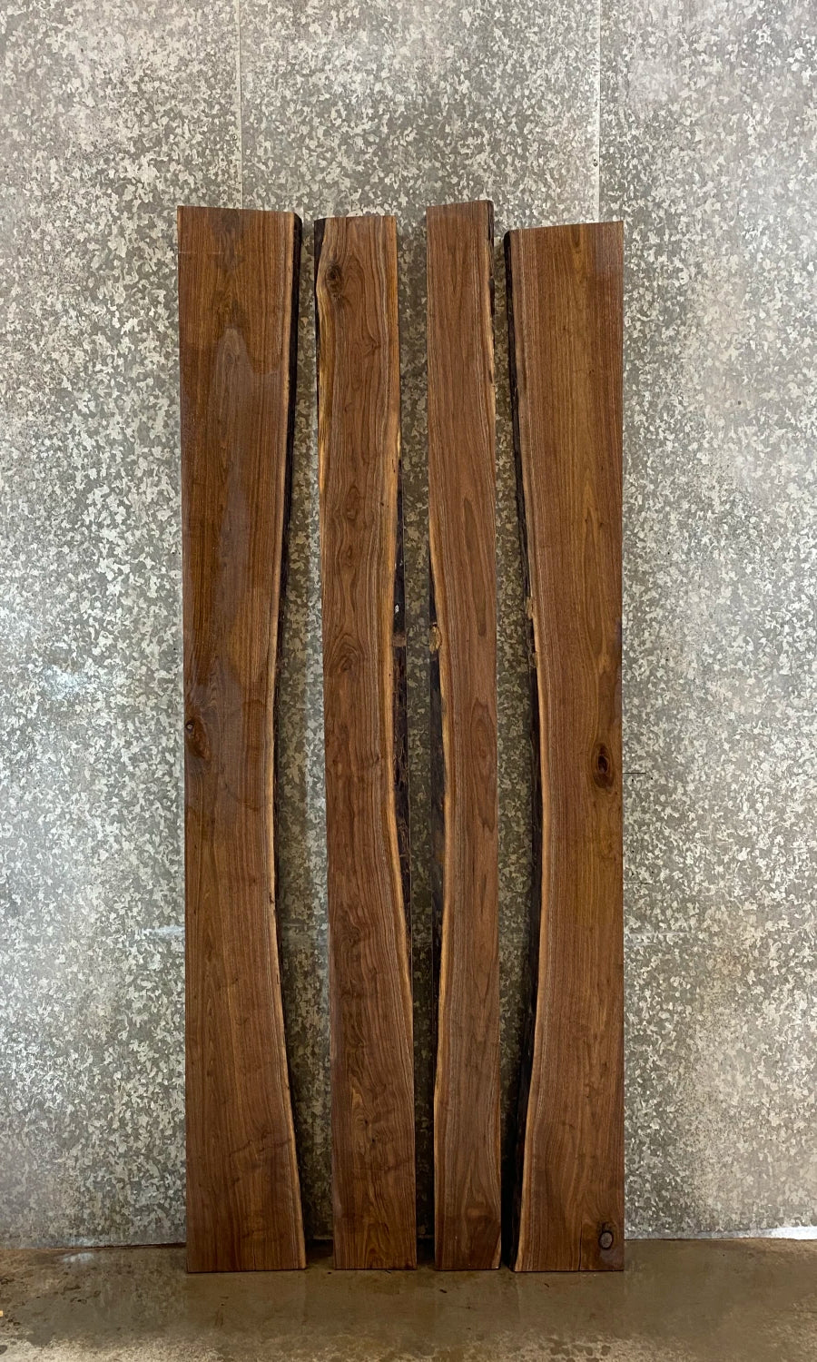 4- Live Edge Black Walnut Slab Dining Table Top Set, Office Desk 39236-39239