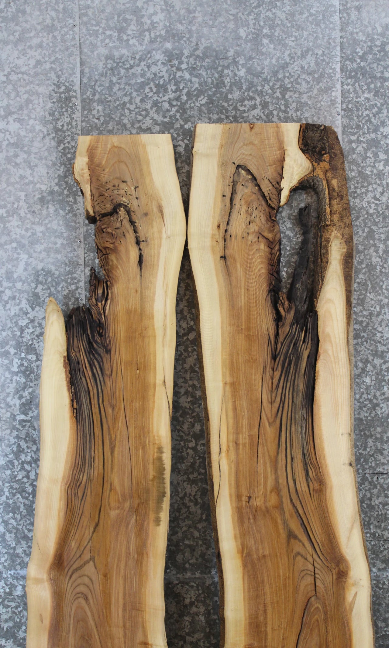2- Live Edge Ash Epoxy River Table Top Slab Set, Character! 39245-39246