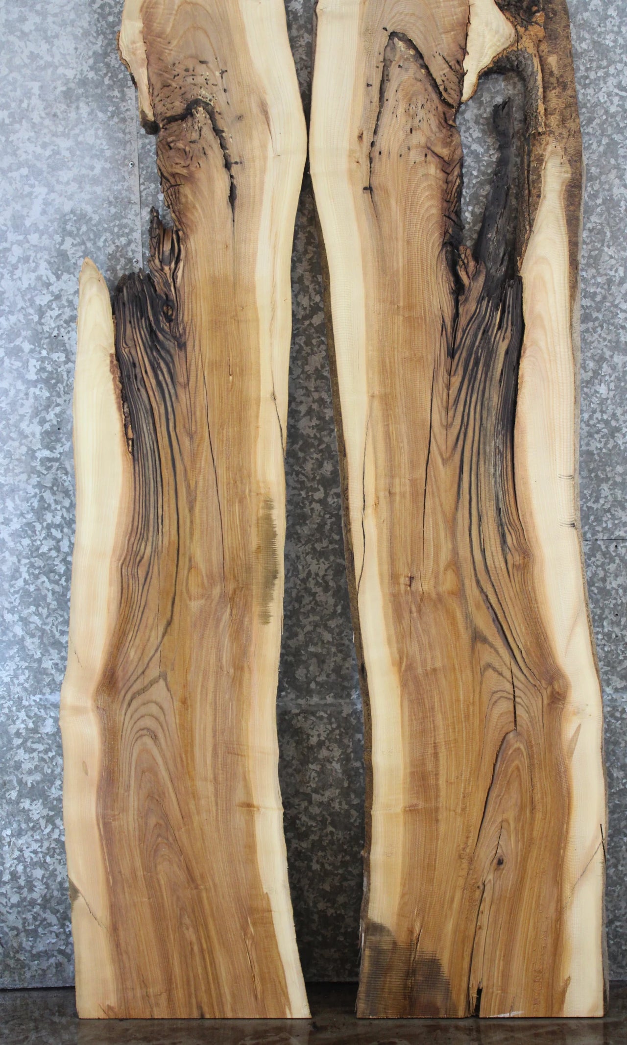 2- Live Edge Ash Epoxy River Table Top Slab Set, Character! 39245-39246