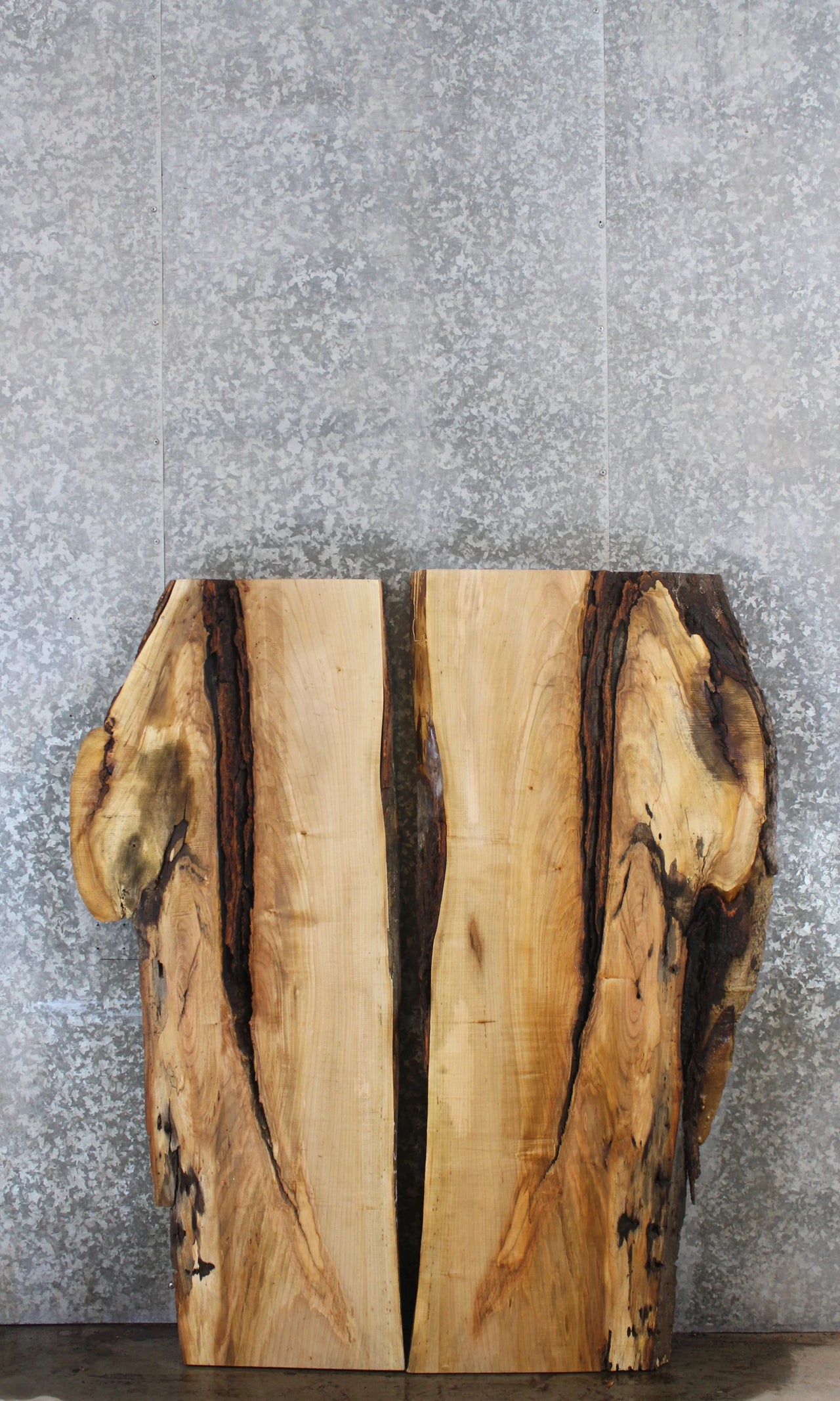 2- Bookmatched Live Edge Maple Table Top Slabs, Office Desk Wood 39257-39258