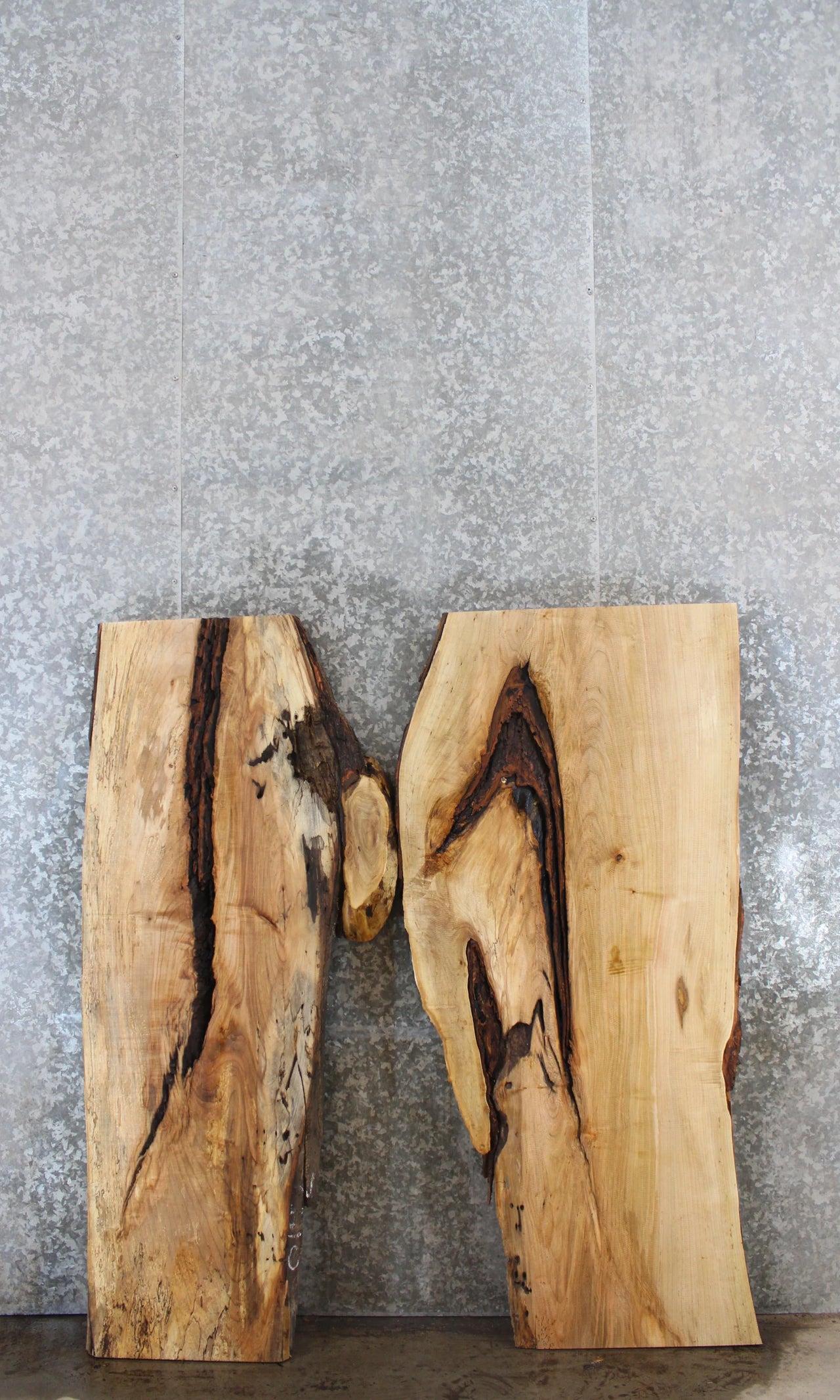 2- Bookmatched Live Edge Maple Table Top Slabs, Office Desk Wood 39257-39258