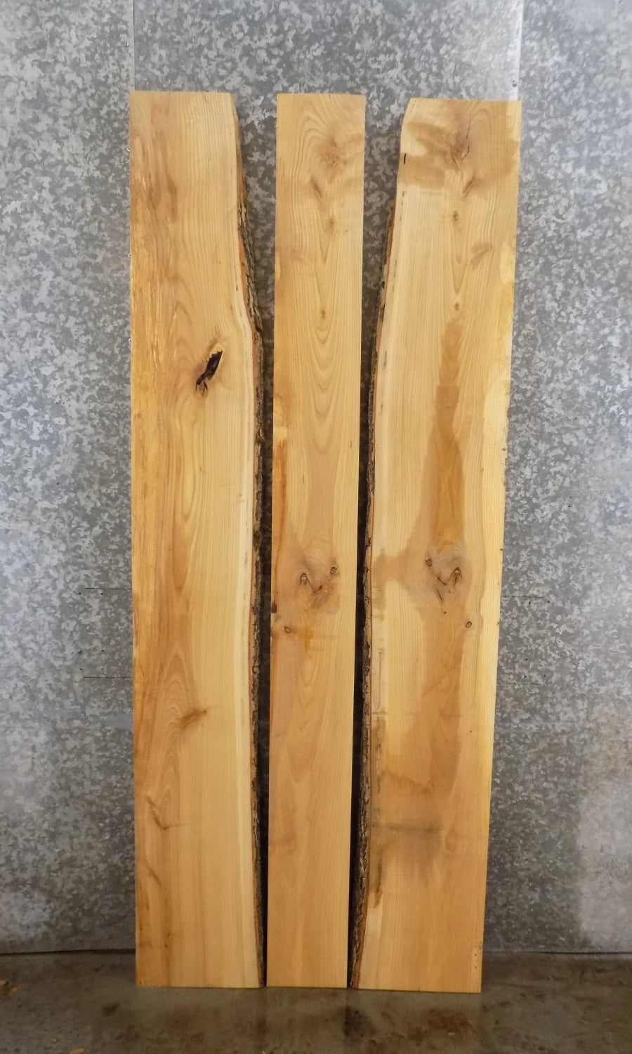 3- Live Edge Bookmatched Ash Dining Table Top Set 39289-39291