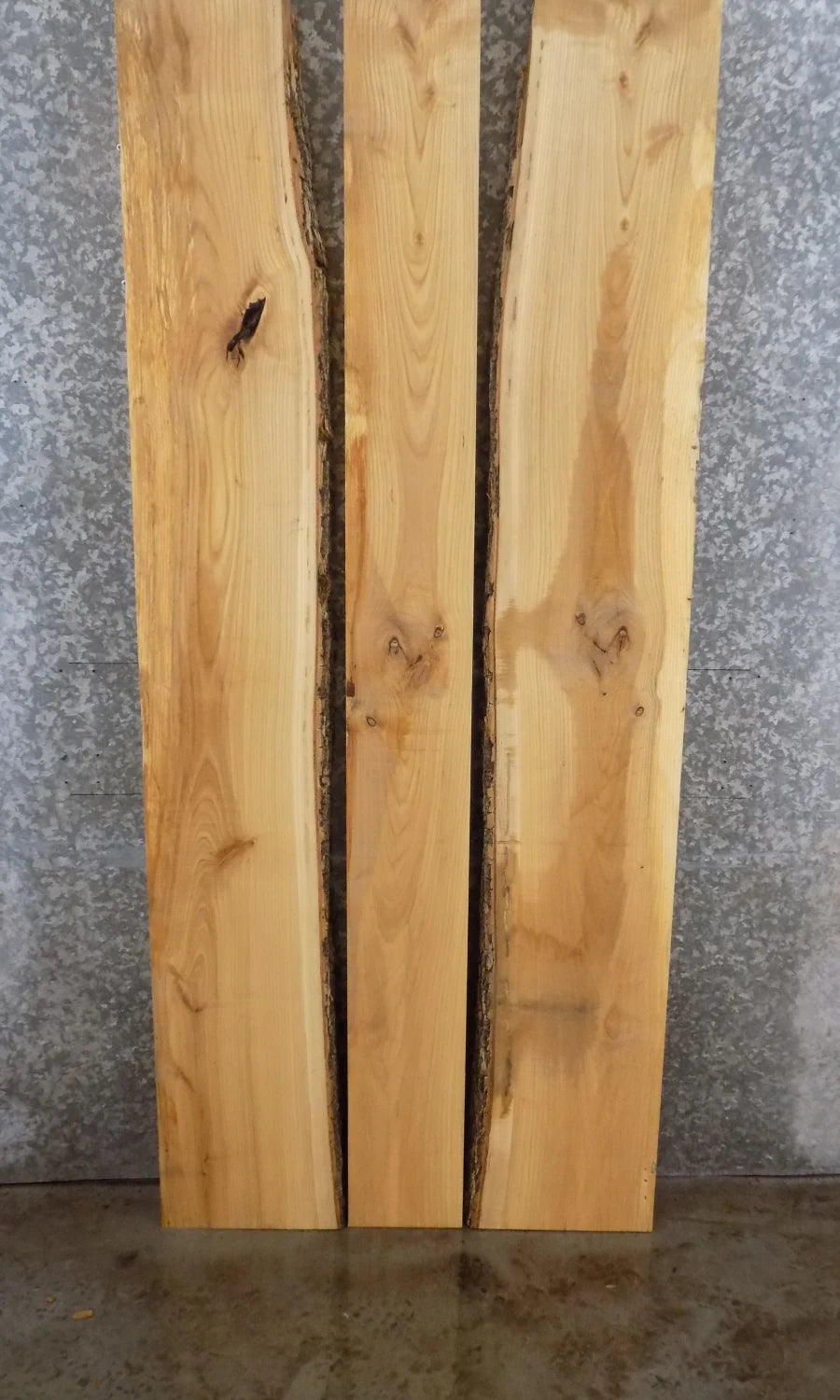 3- Live Edge Bookmatched Ash Dining Table Top Set 39289-39291
