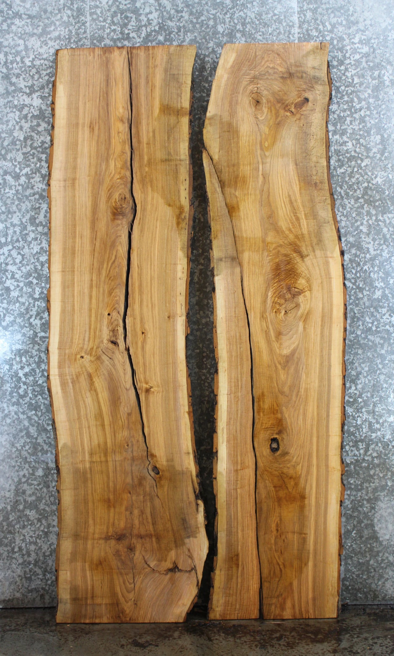 2- Live Edge Ash Dining Table Top Slab Set, Epoxy River Project 39294-39295