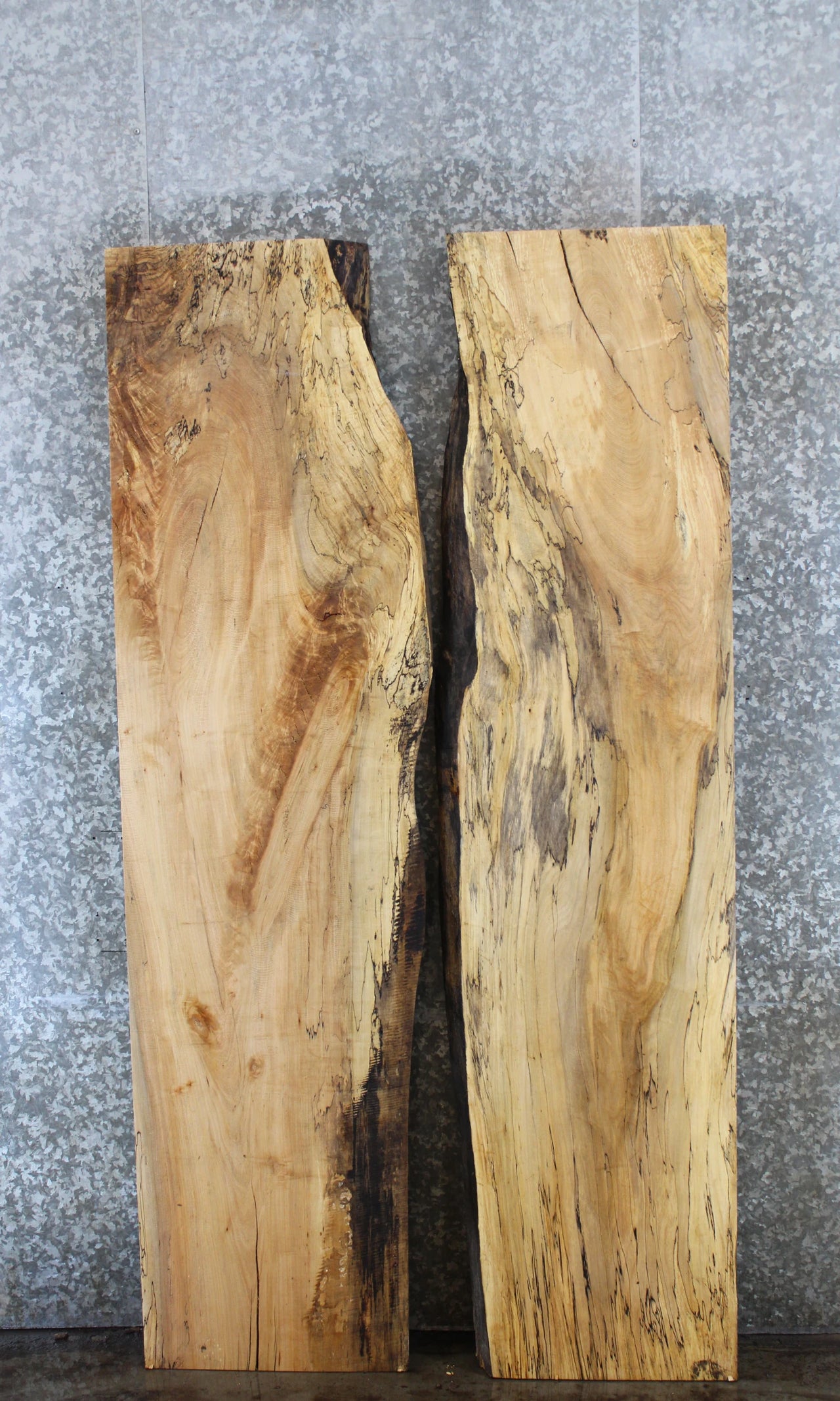 2- Live Edge Spalted Maple Conference Table Top Slabs 39302-39303