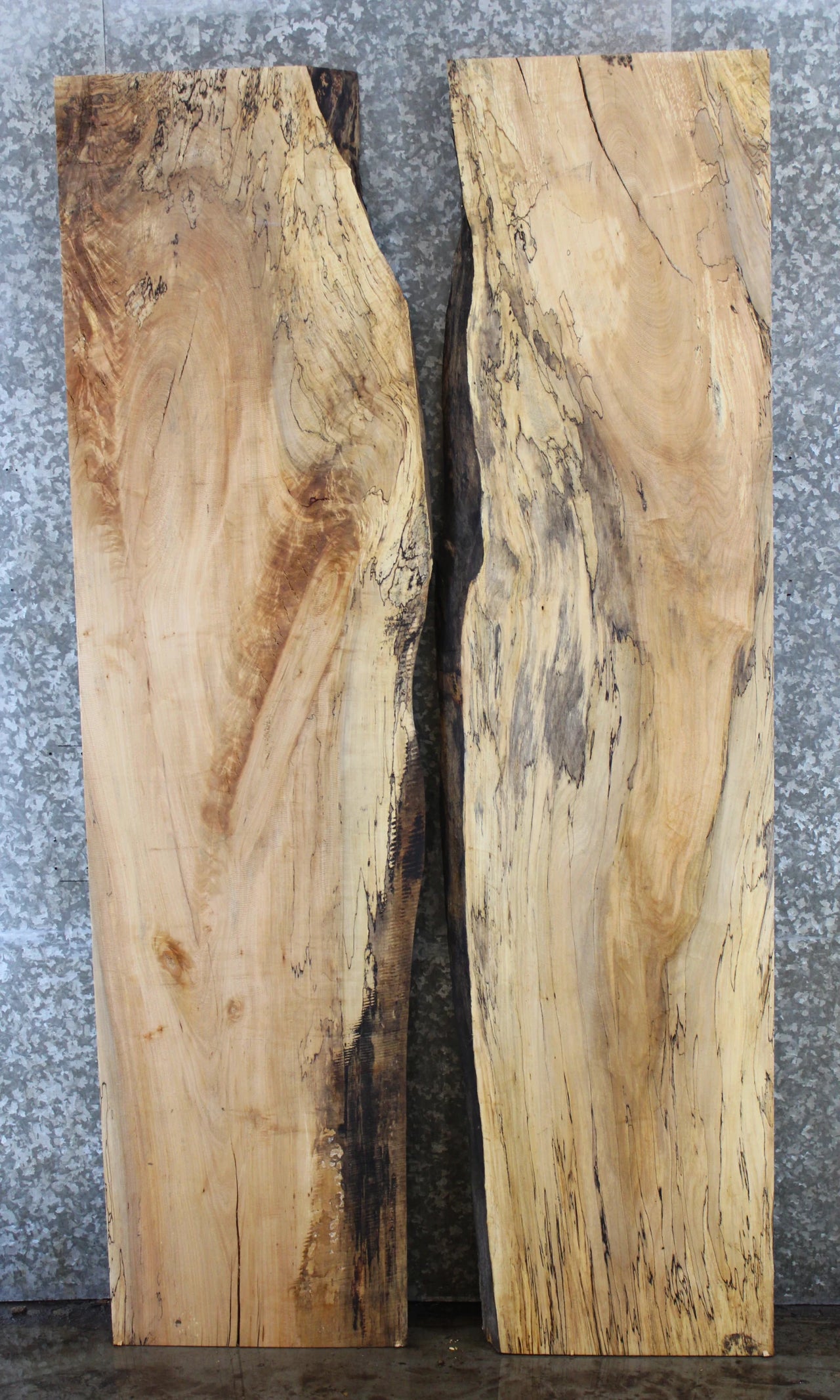 2- Live Edge Spalted Maple Conference Table Top Slabs 39302-39303