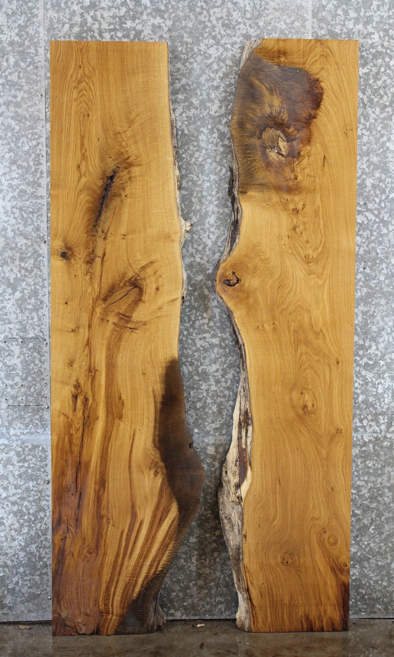2- Live Edge Bookmatched White Oak Kitchen/Dining Table Top 39327-39328