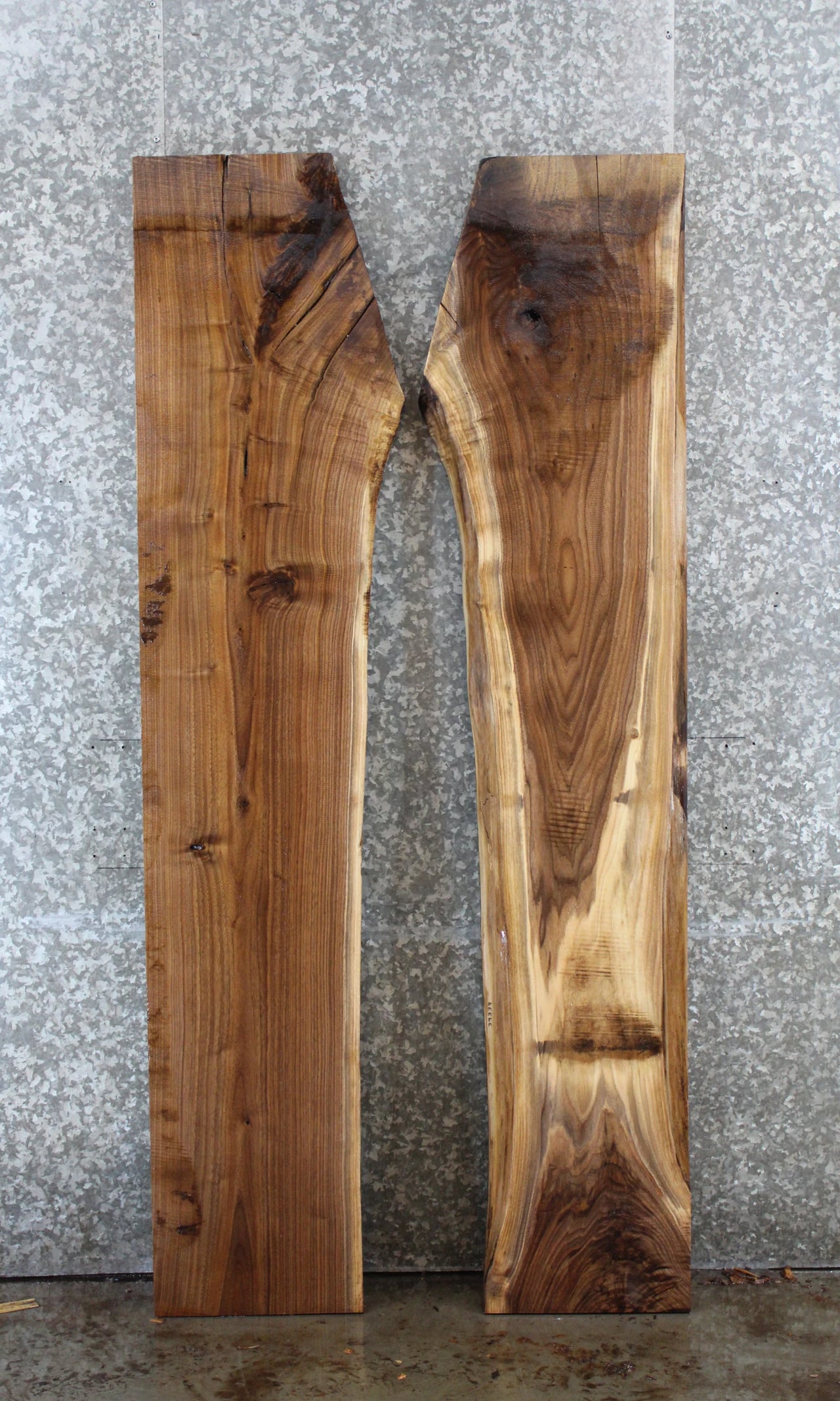 2- Walnut Live Edge Book Match Dining Table Top Slabs 39334-39335