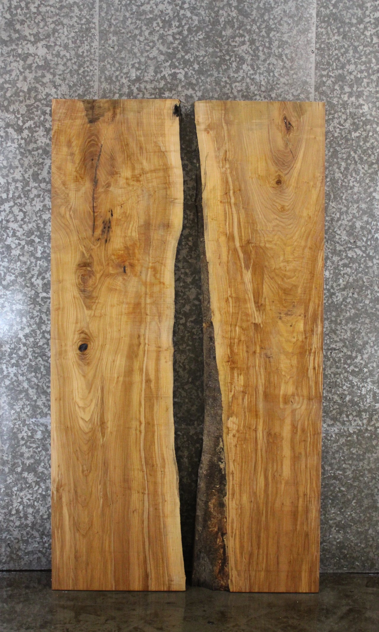 2- Natural/Live Edge Bookmatch Ash Table Top Slabs 39352-39353
