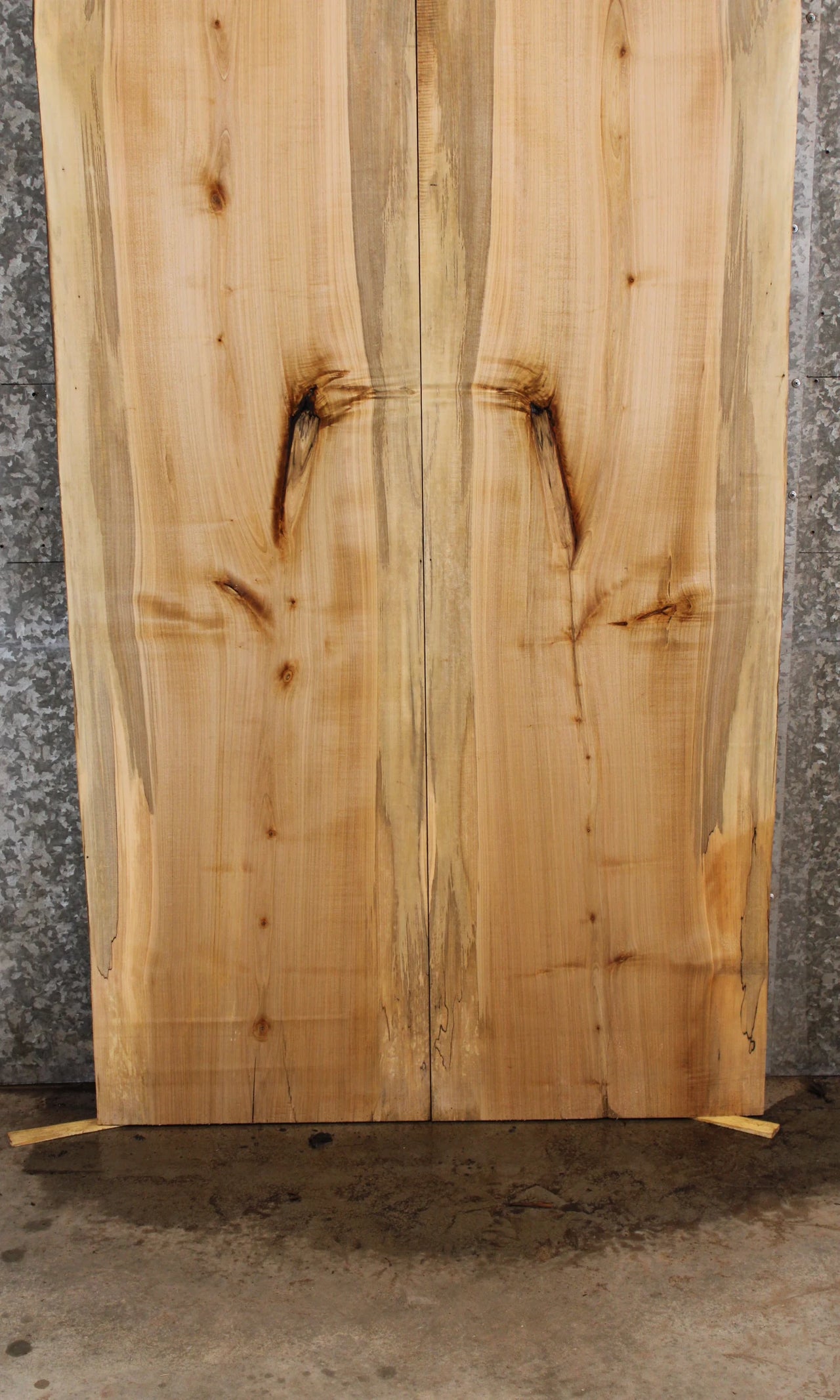 2- Bookmatched Spalted Maple Natural Edge Dining Table Top Slabs 39356-39357