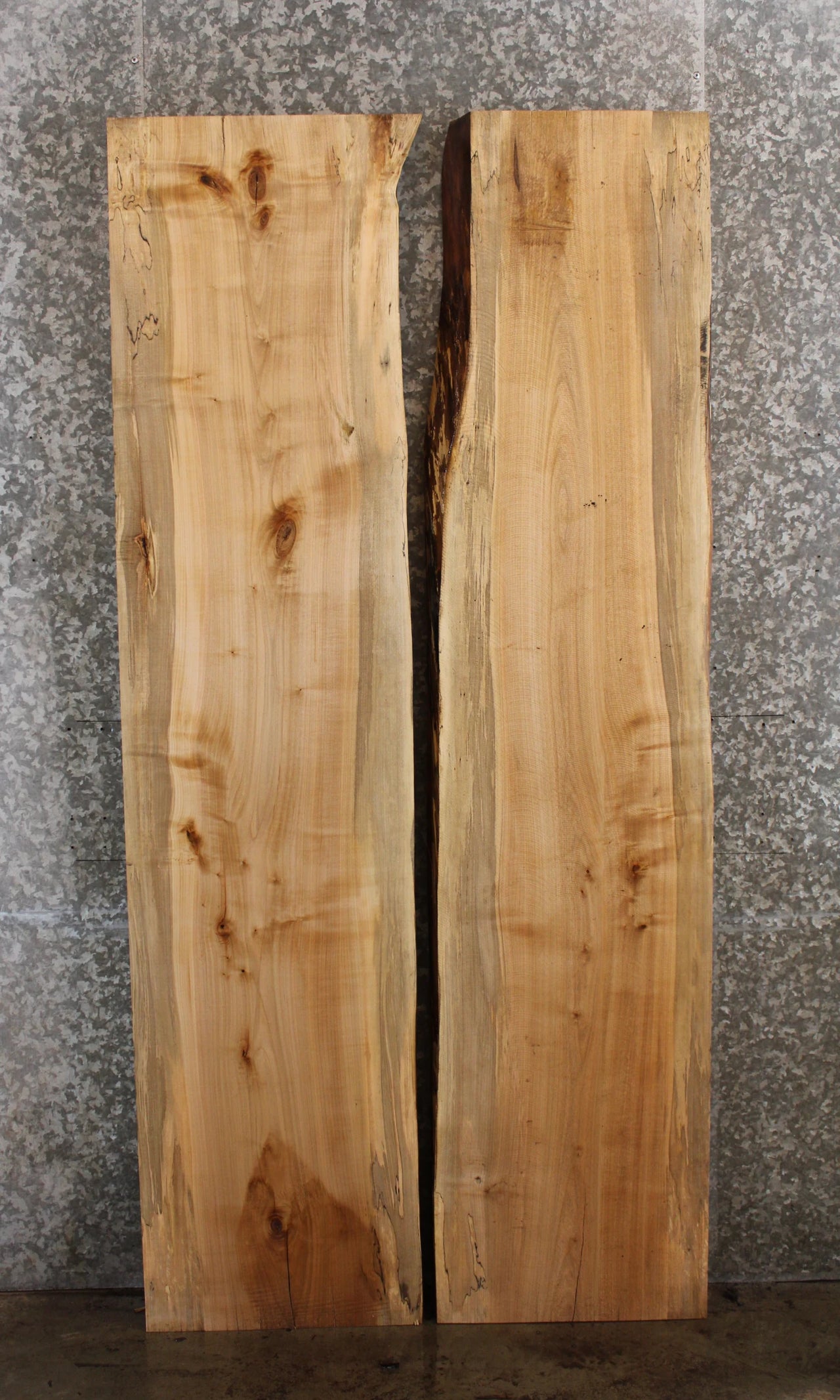 2- Bookmatched Spalted Maple Natural Edge Dining Table Top Slabs 39356-39357
