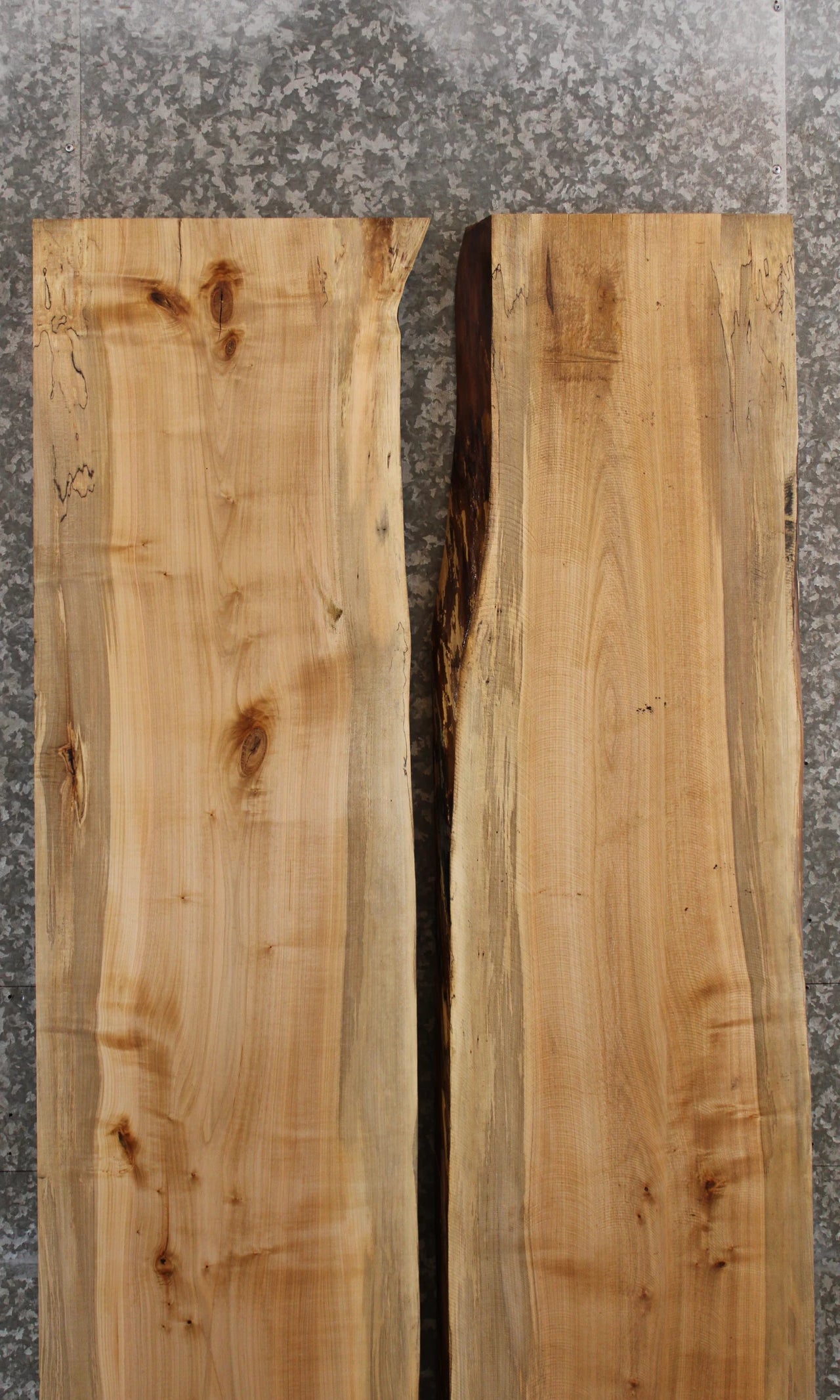 2- Bookmatched Spalted Maple Natural Edge Dining Table Top Slabs 39356-39357
