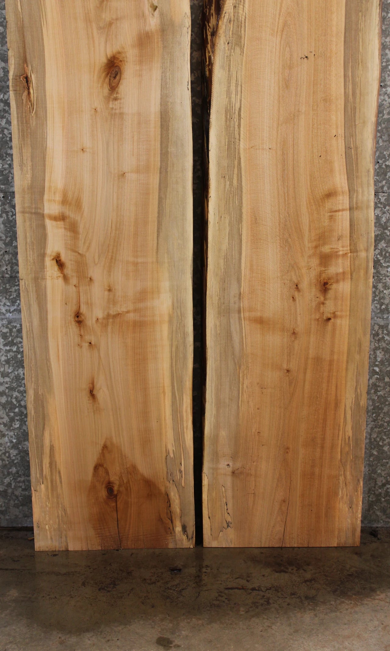 2- Bookmatched Spalted Maple Natural Edge Dining Table Top Slabs 39356-39357
