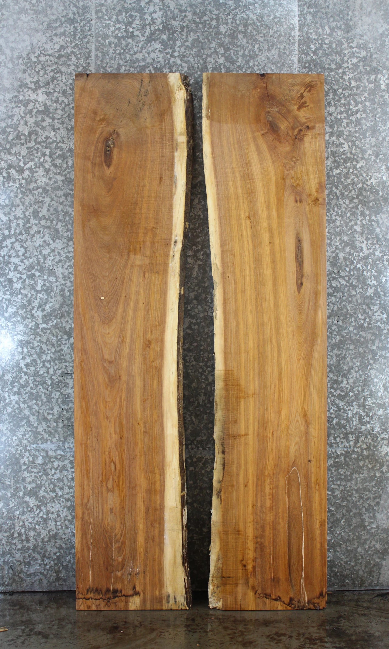 2- Ash Live Edge Book Match Bar Top/Dining Table Top Slabs 39367-39368