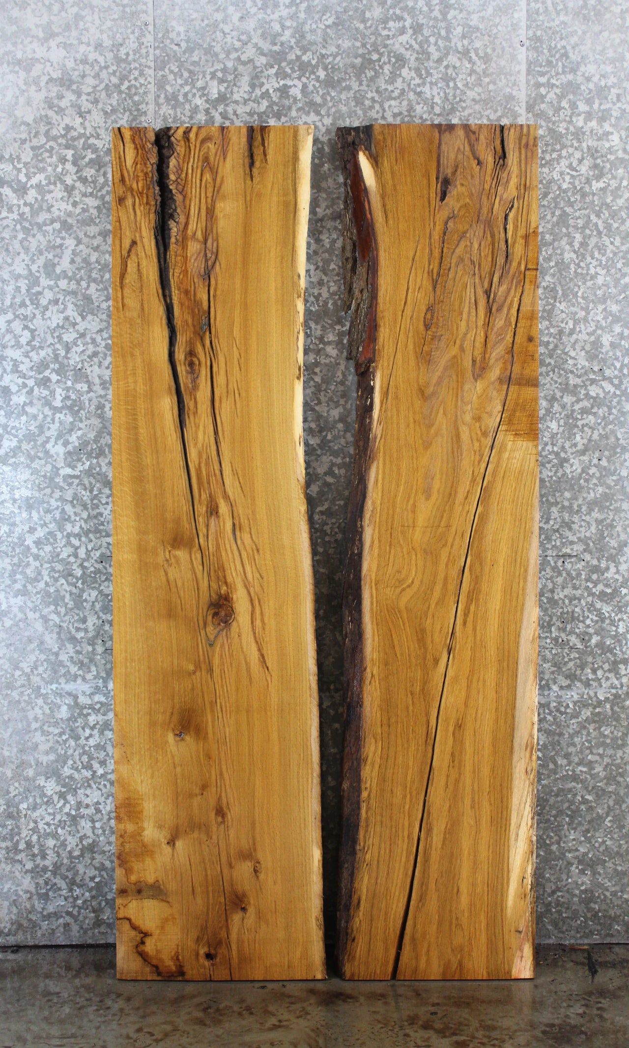 2- Rustic White Oak Live Edge Bookmatch Dining Table/Bar Top Set 39369-39370