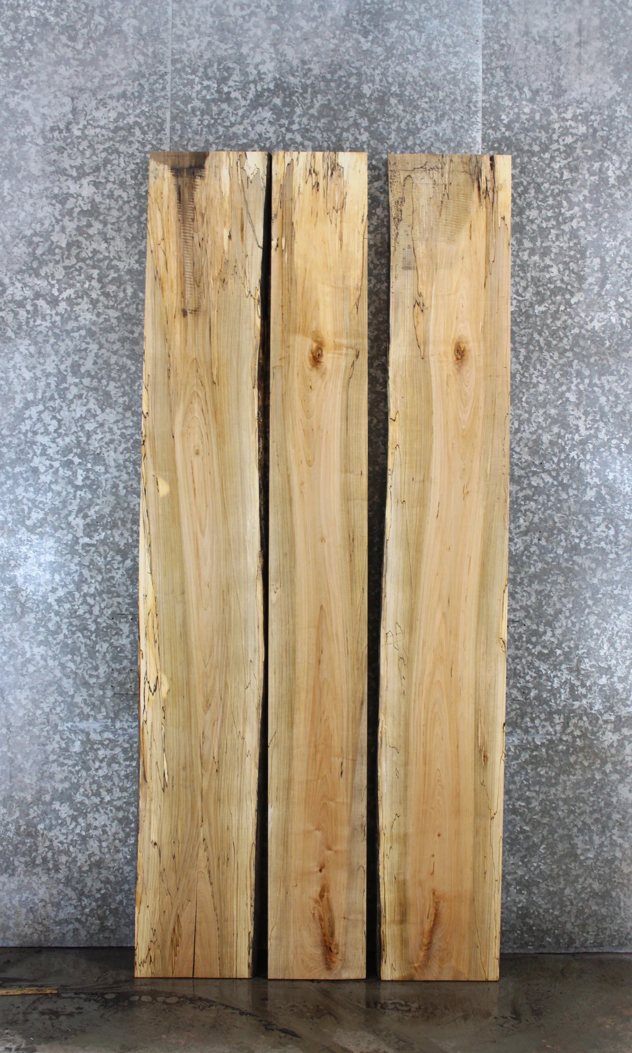 3- Spalted Maple Live Edge Book Match Dining Table Top Slabs 39371-39373